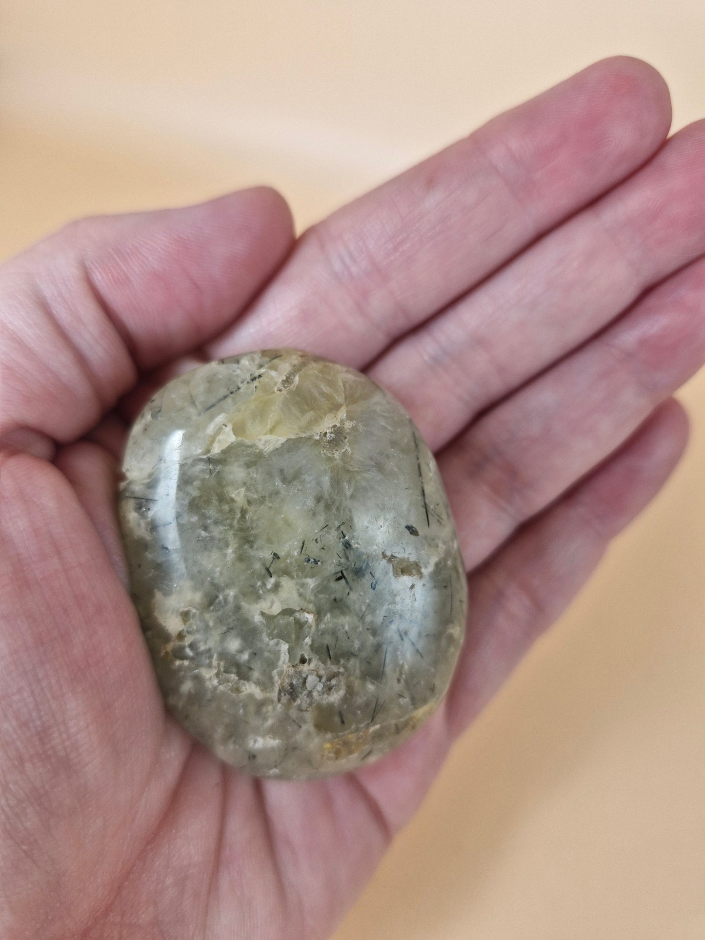 Epidote in Prehnite Palm Stone (code CC)
