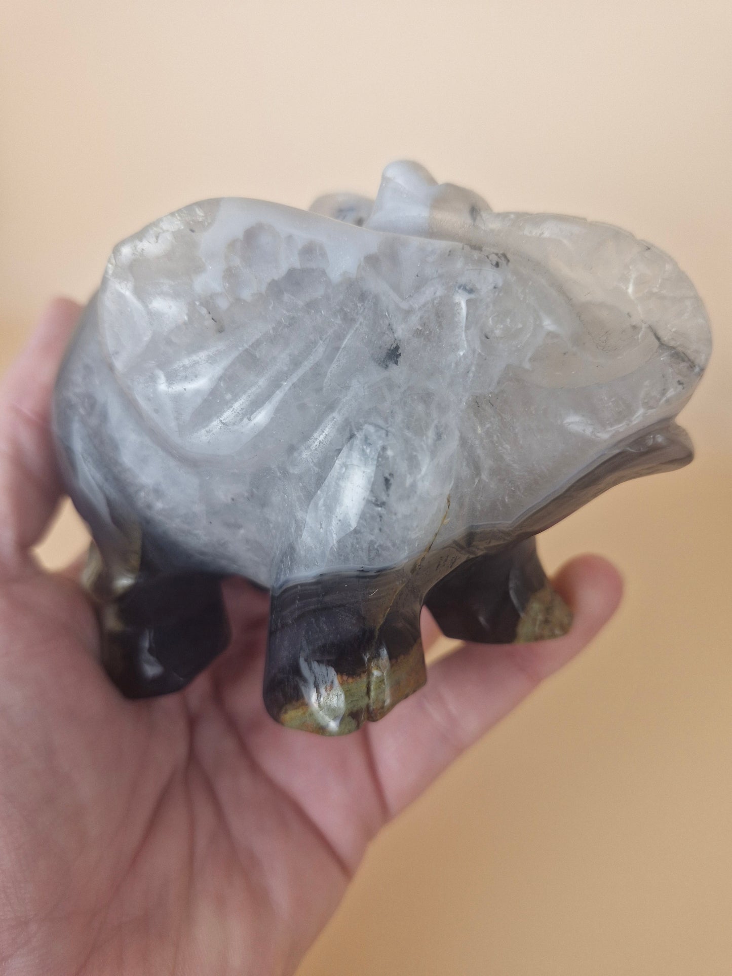 Volcanic Agate Elephant Carving