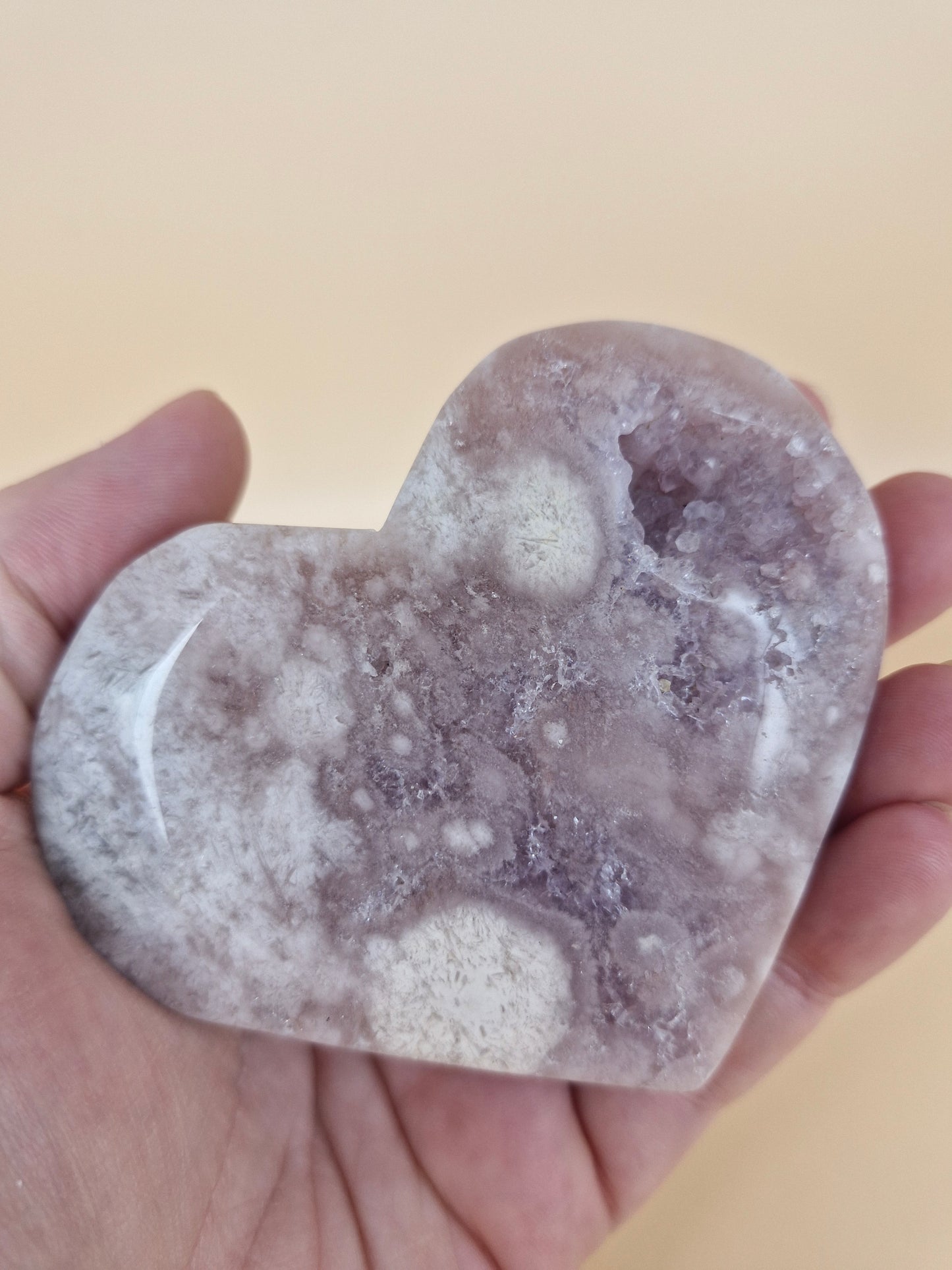 Pink Amethyst Flower Agate Heart (code PF7)