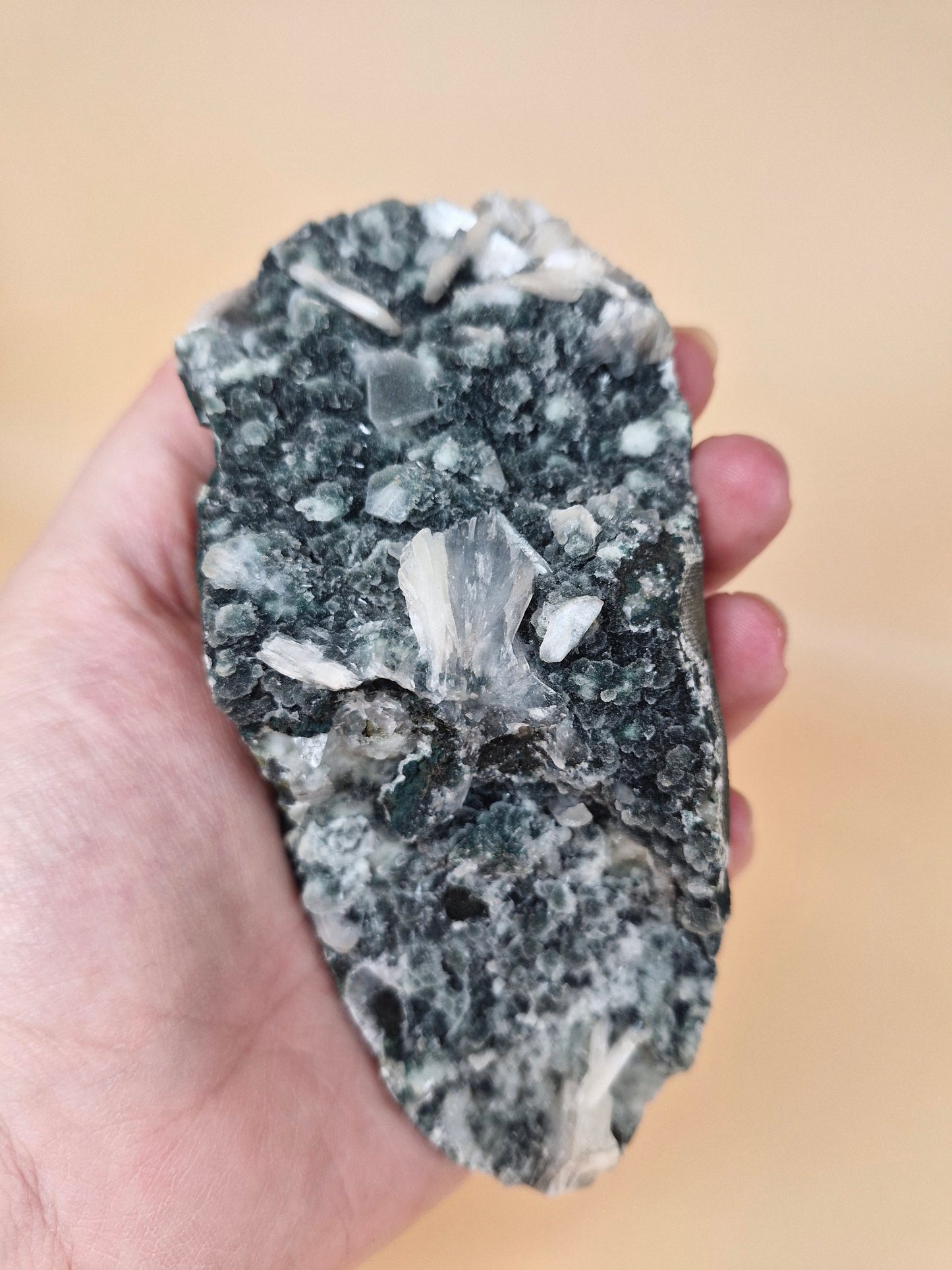 Apophyllite Cluster with Green Chalcedony