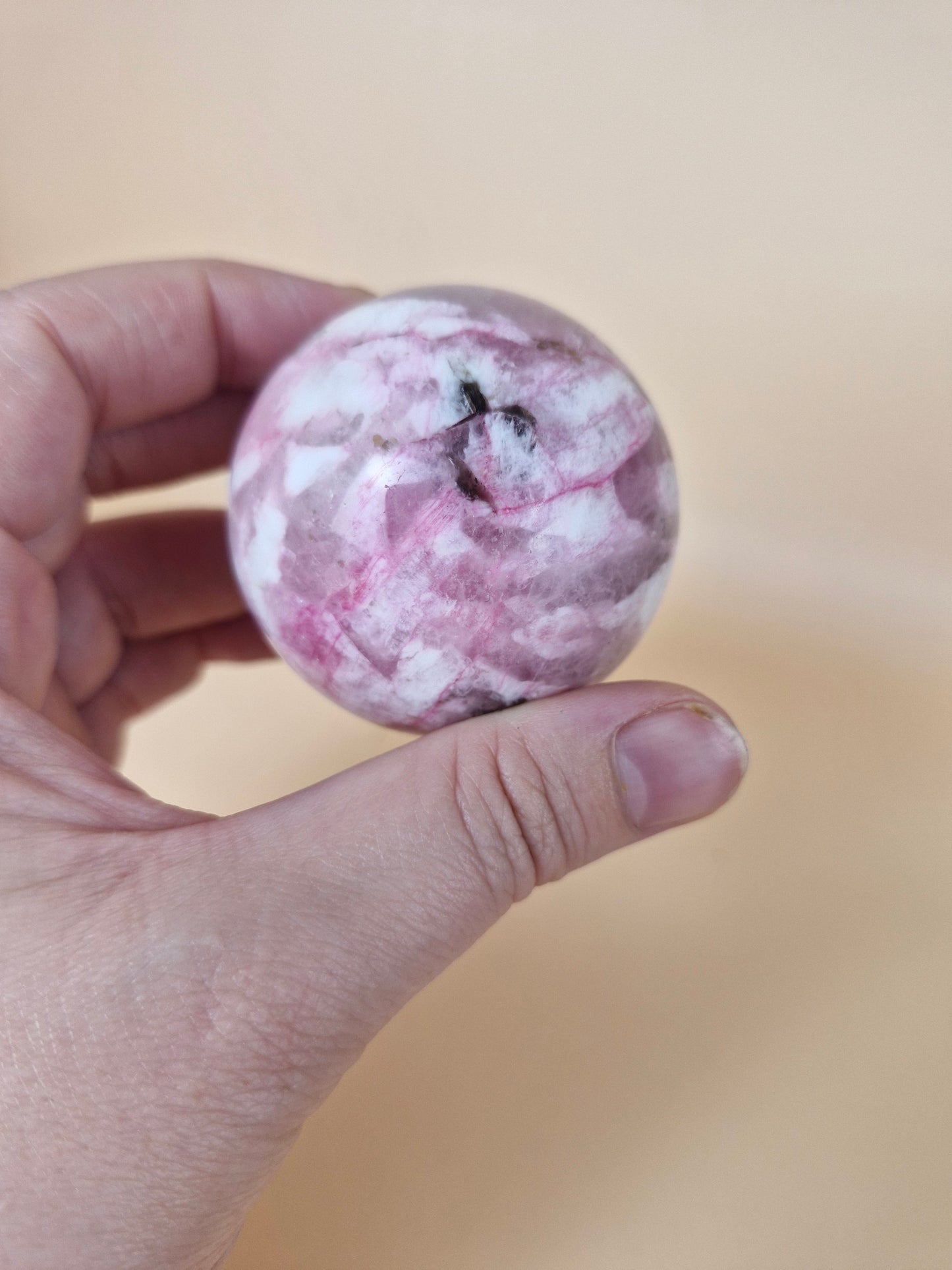 Plume Tourmaline with Lepidolite Sphere (code T5)