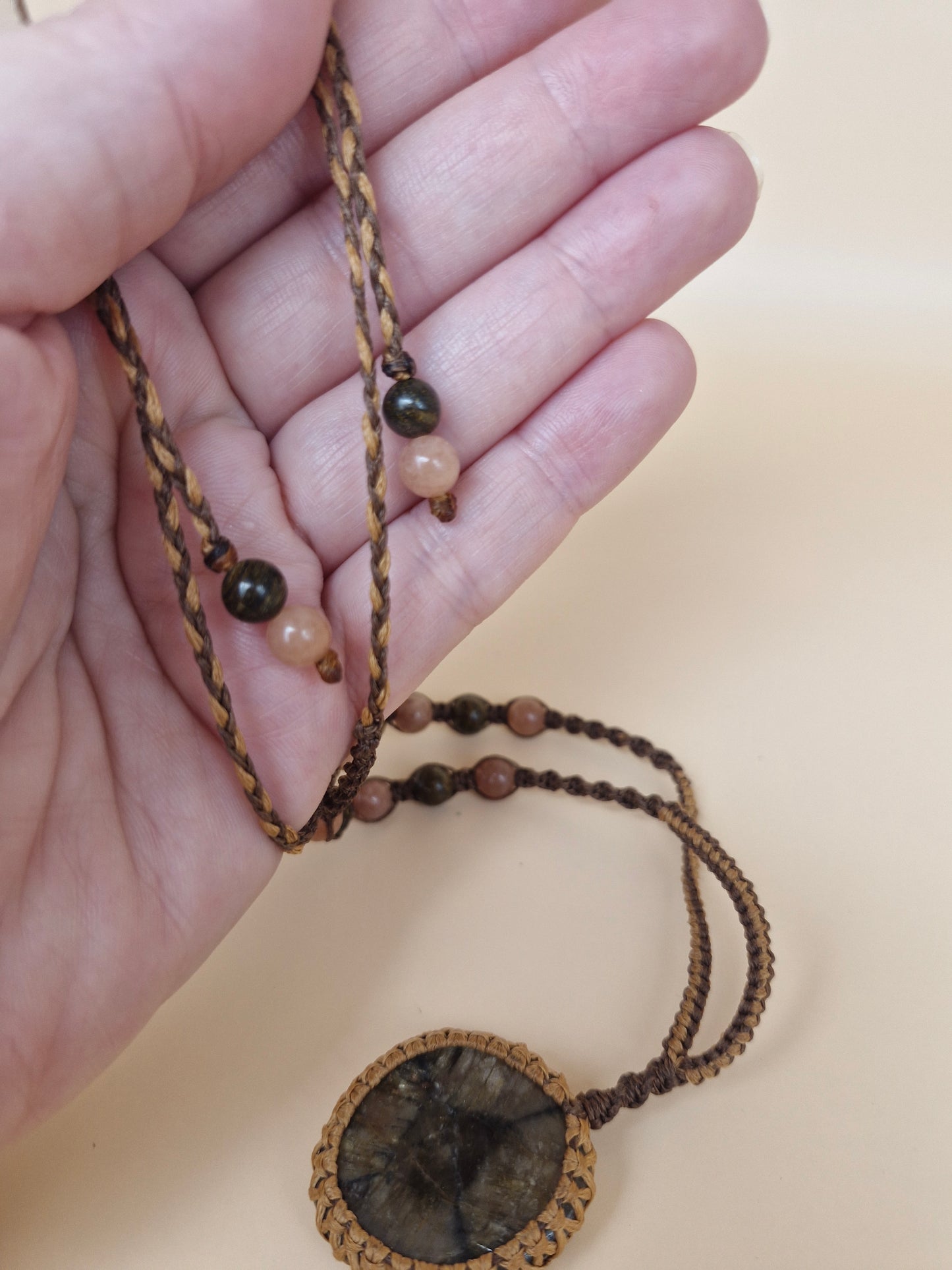 Macramé Chiastolite Necklace