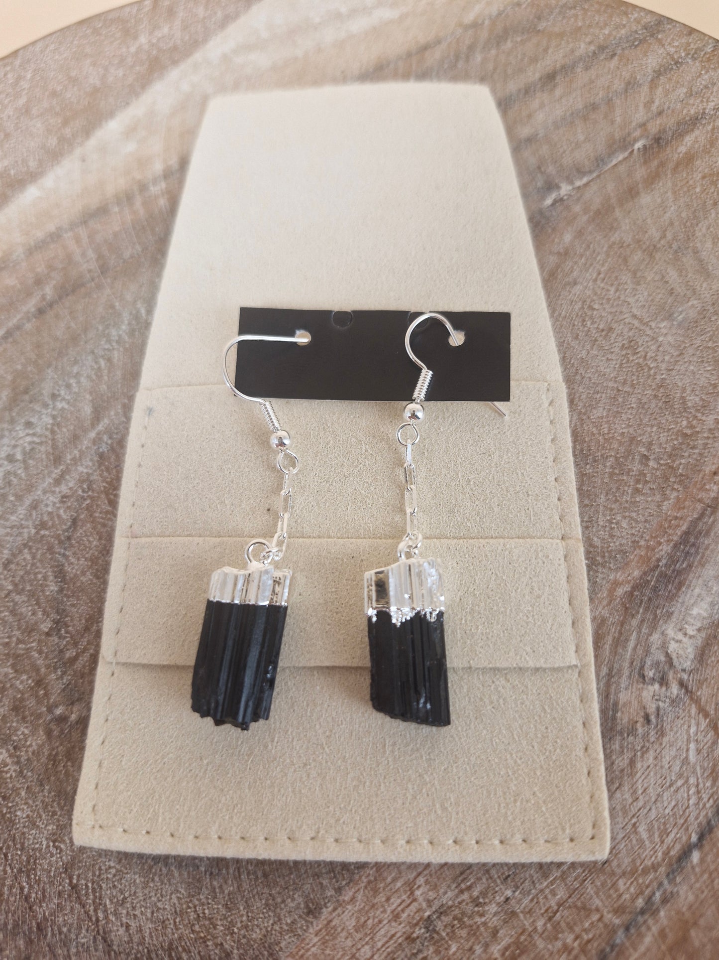 Black Tourmaline Silver Earrings