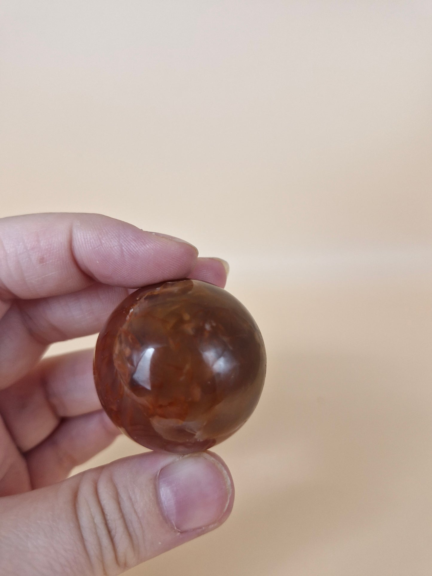 Carnelian & Flower Agate Sphere - small