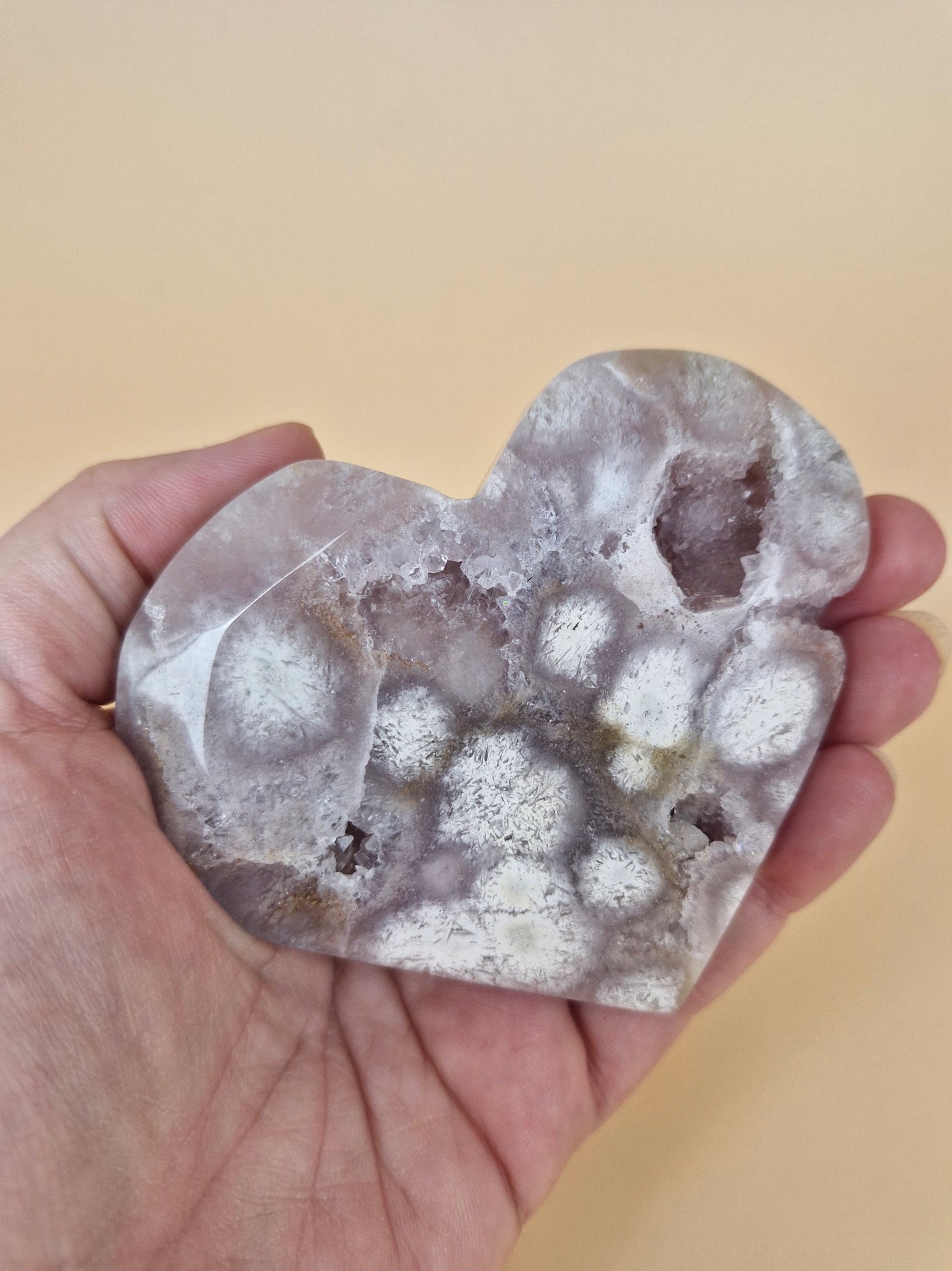 Pink Amethyst Flower Agate Heart (code PF6)