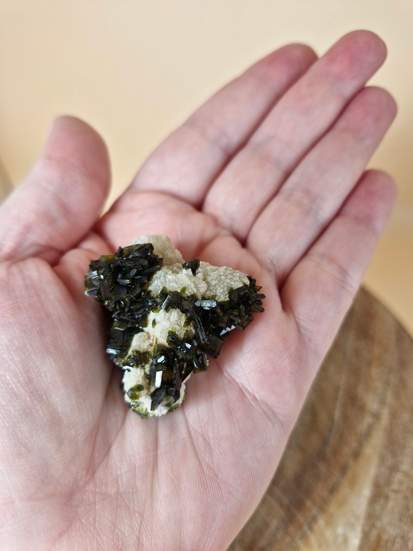 Mini Epidote on Quartz Matrix (code E12)
