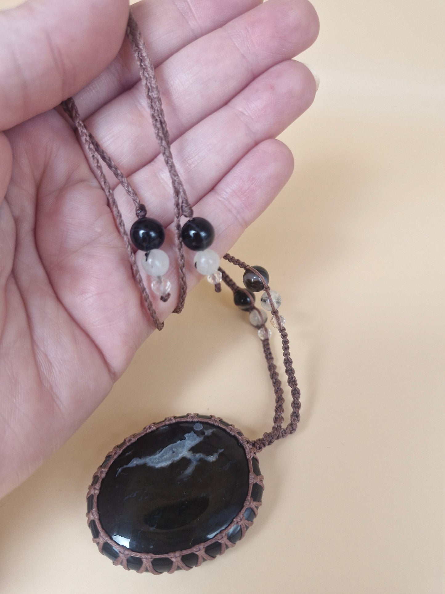 Macramé Sardonyx Jasper Necklace