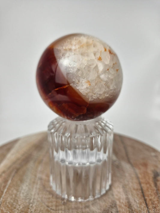 Carnelian Sphere with Quartz