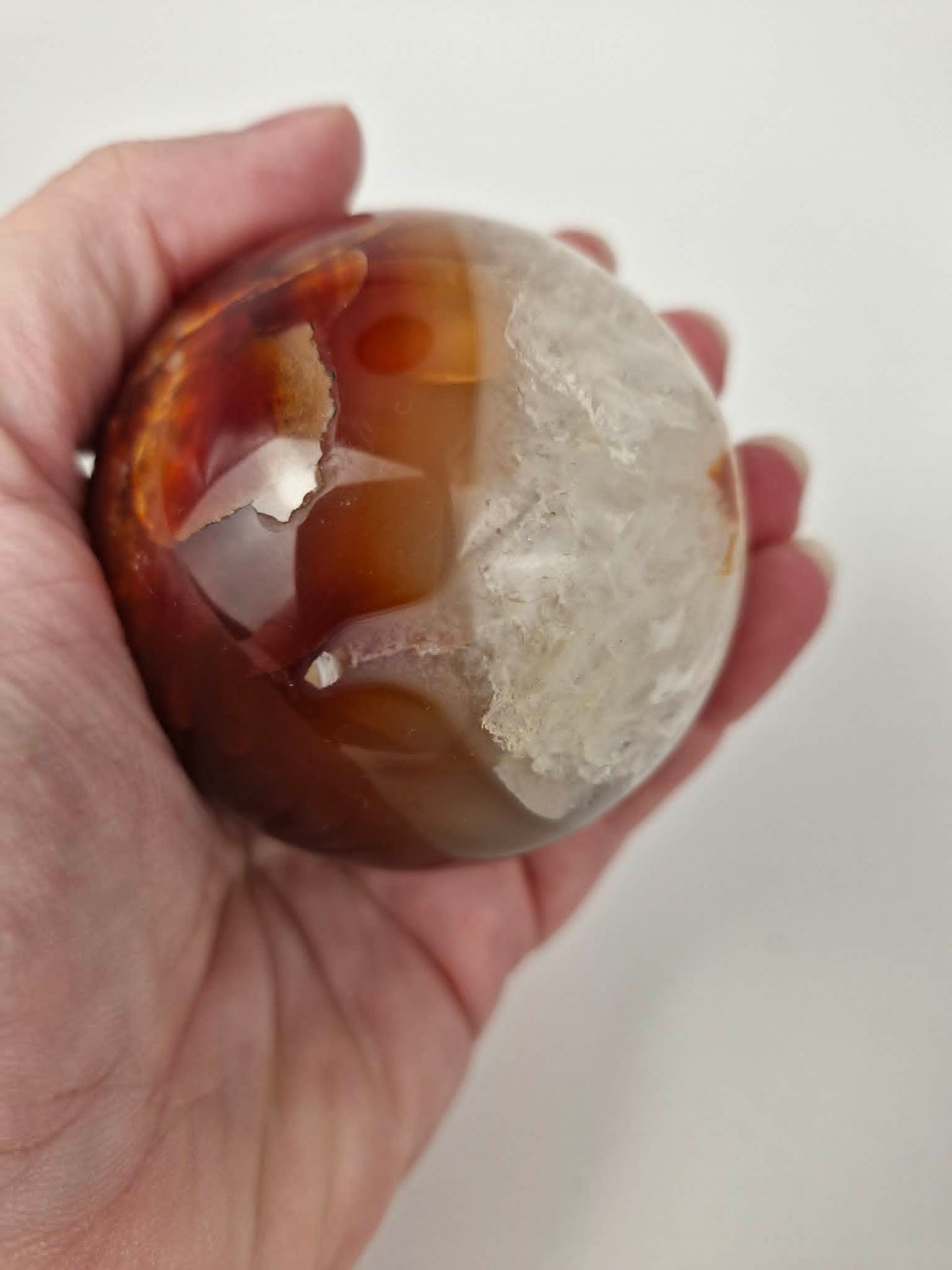 Carnelian Sphere with Quartz