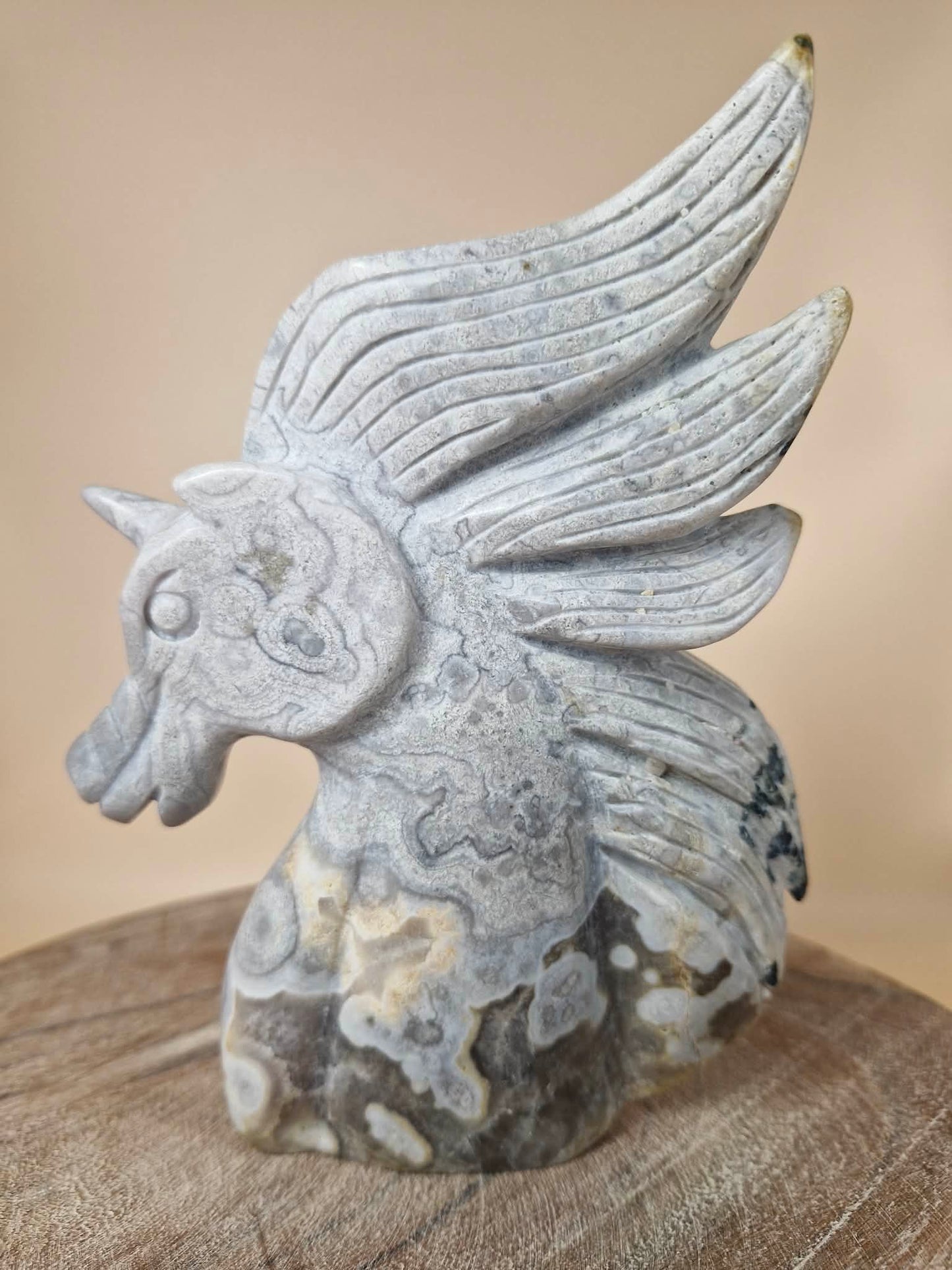 Flower Agate Unicorn Carving