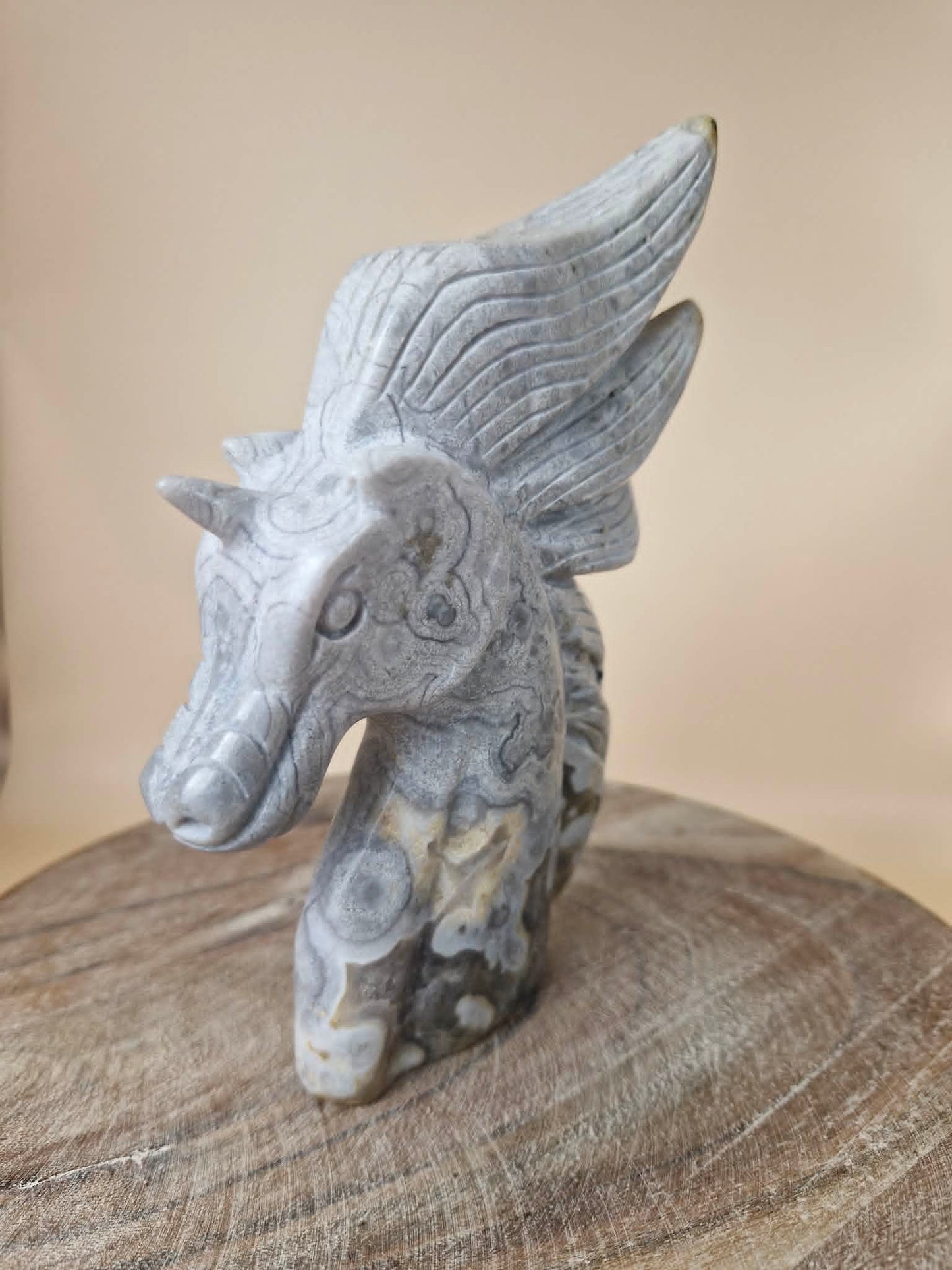 Flower Agate Unicorn Carving
