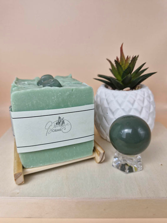 Soulove Gems limited release Tallow Soap - Green Aventurine (May)
