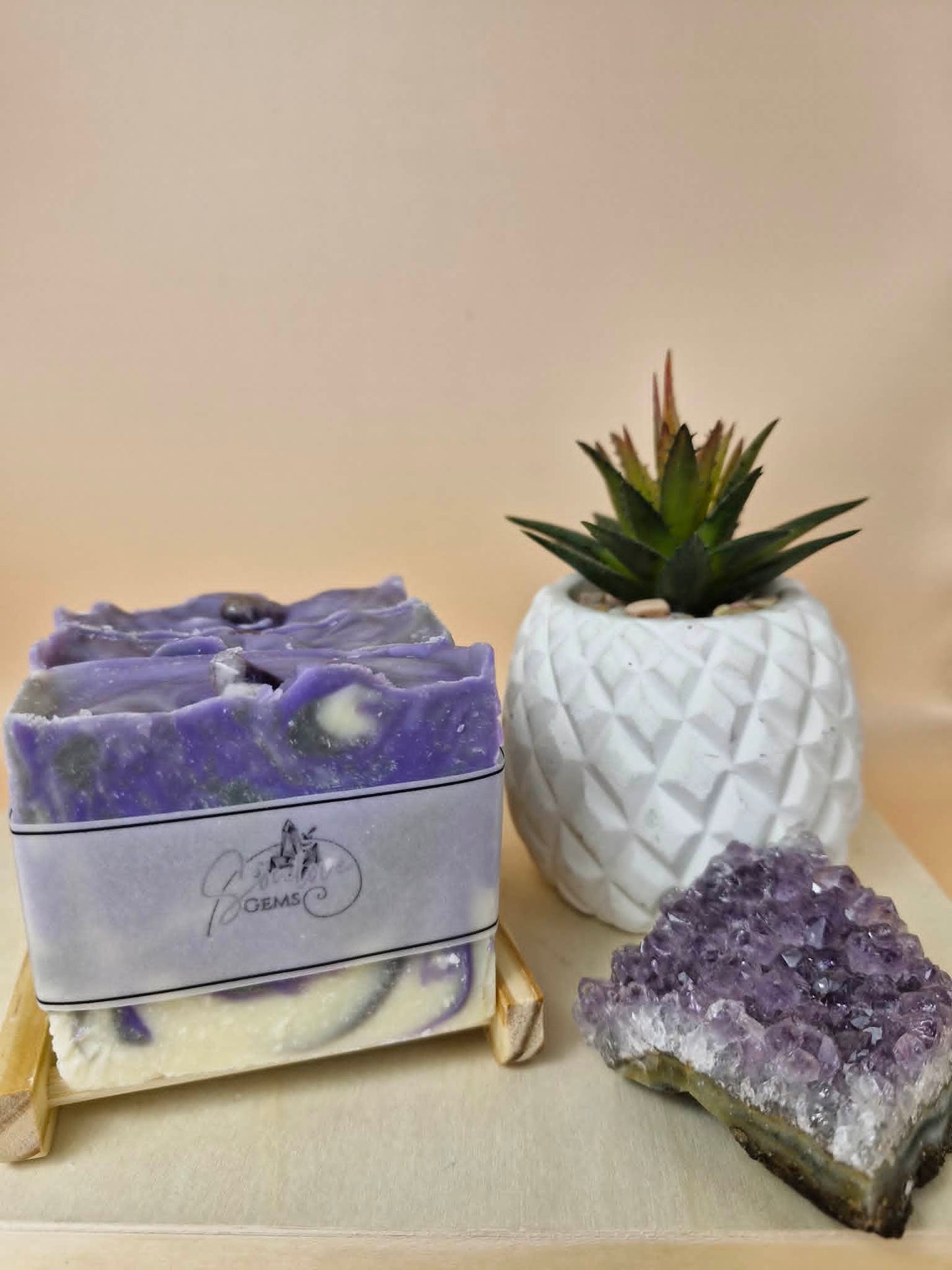 Soulove Gems limited release Tallow Soap - Amethyst (April)