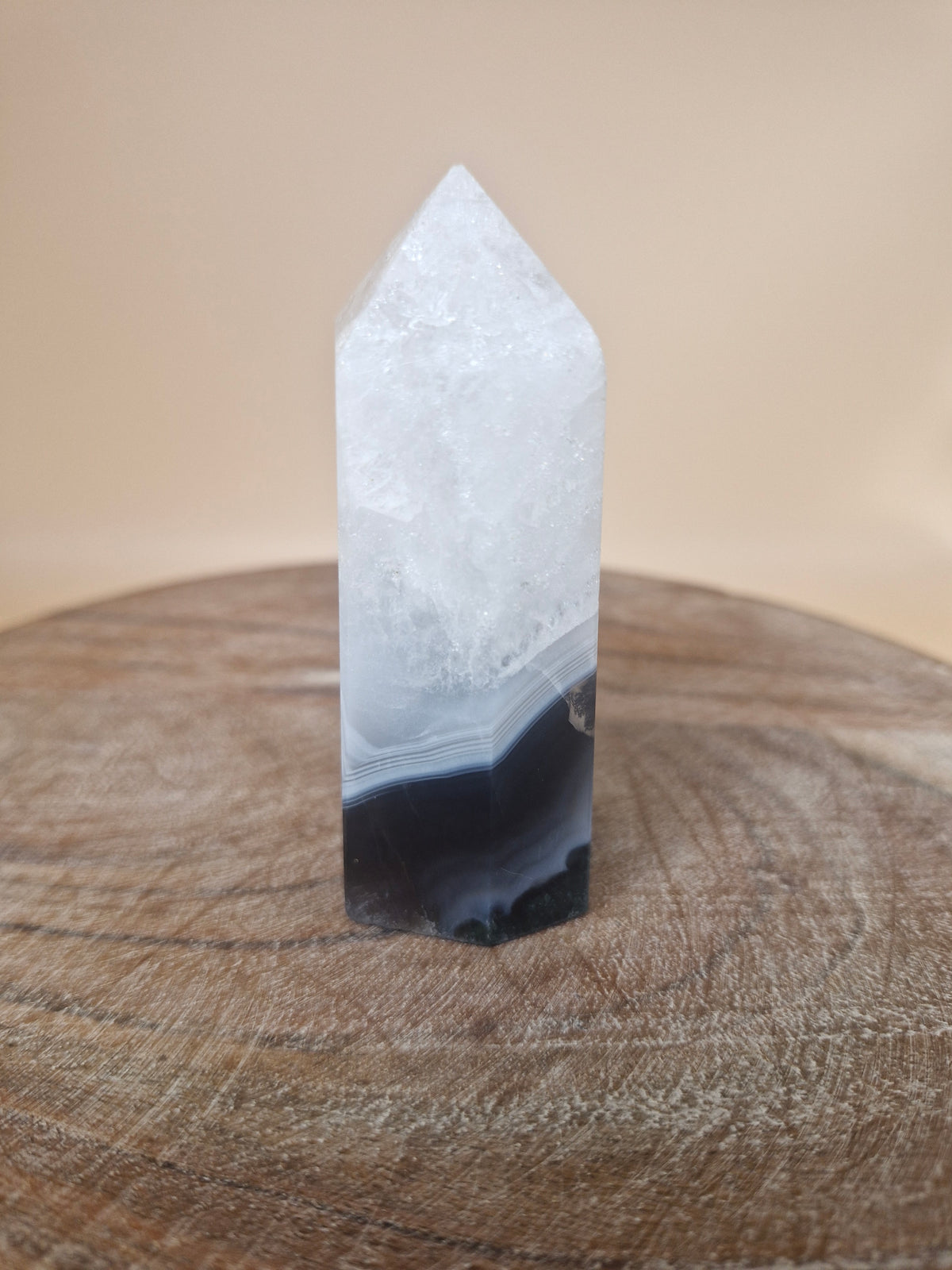 Moss Agate Tower with Quartz (MT1)