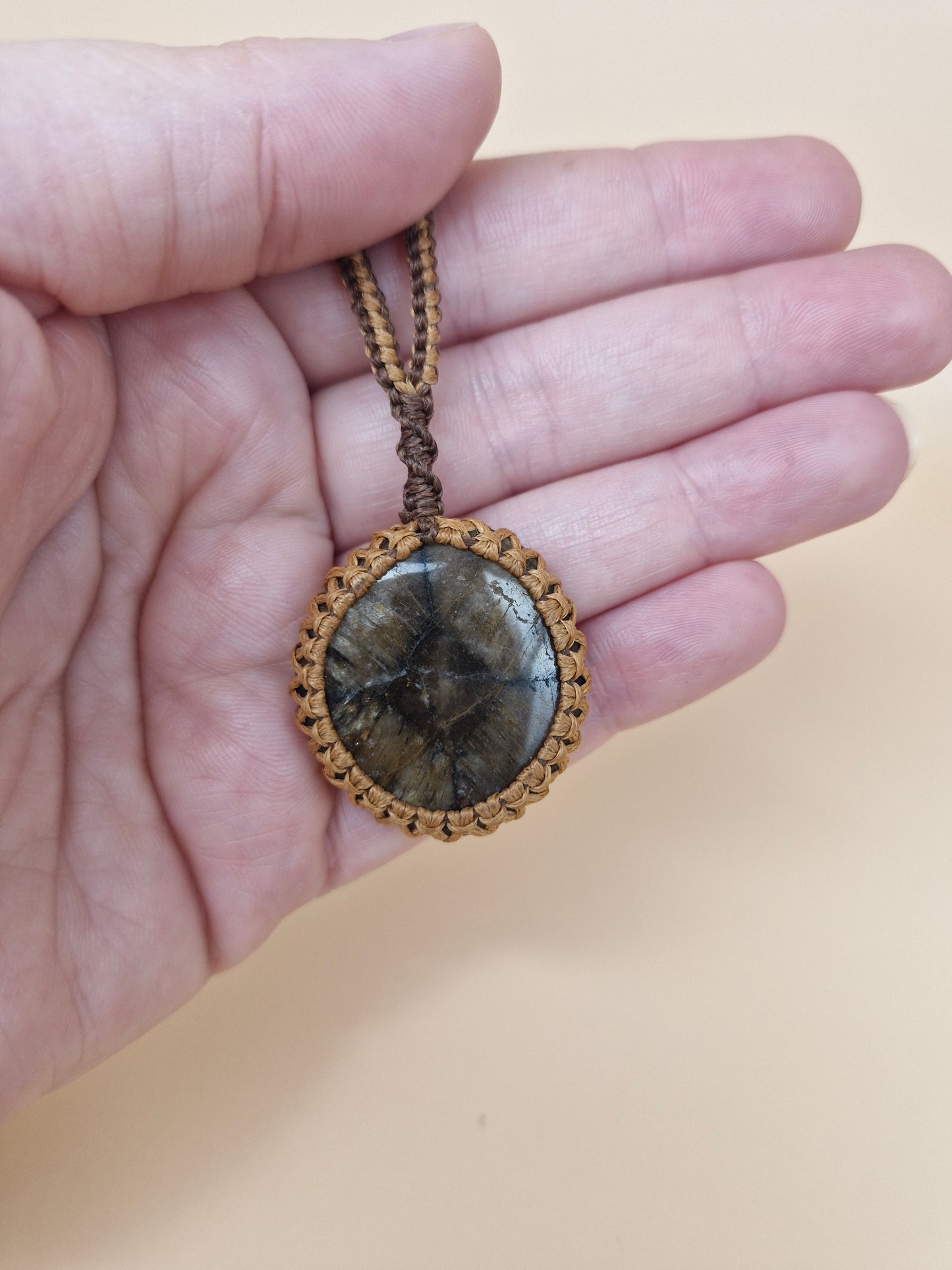 Macramé Chiastolite Necklace