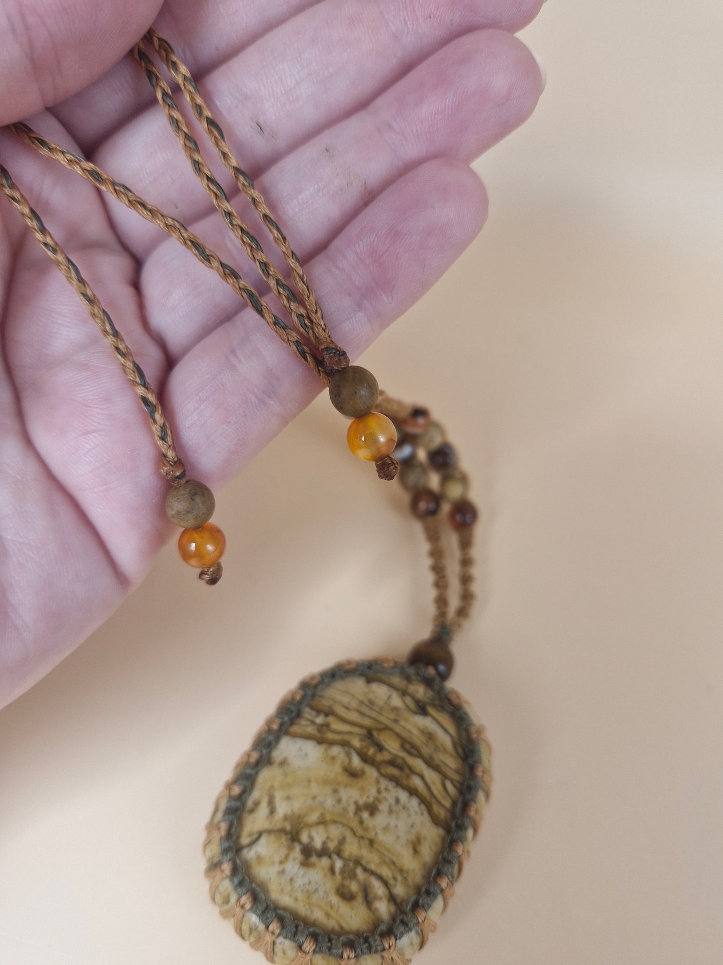 Macramé Landscape Jasper Necklace