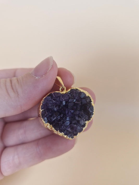 Amethyst Gold Heart Pendant