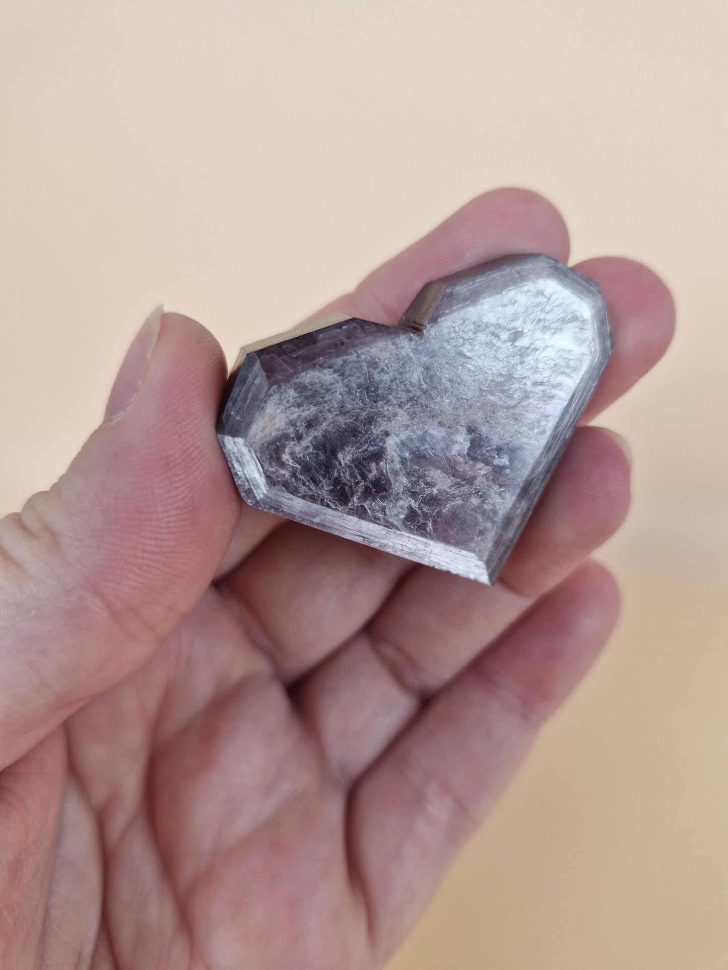 Flashy Lepidolite Heart Carving (code L4)