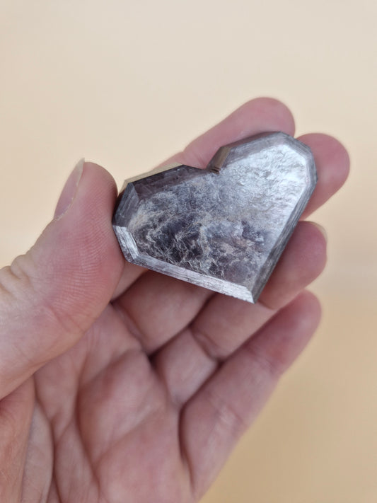 Flashy Lepidolite Heart Carving (code L4)