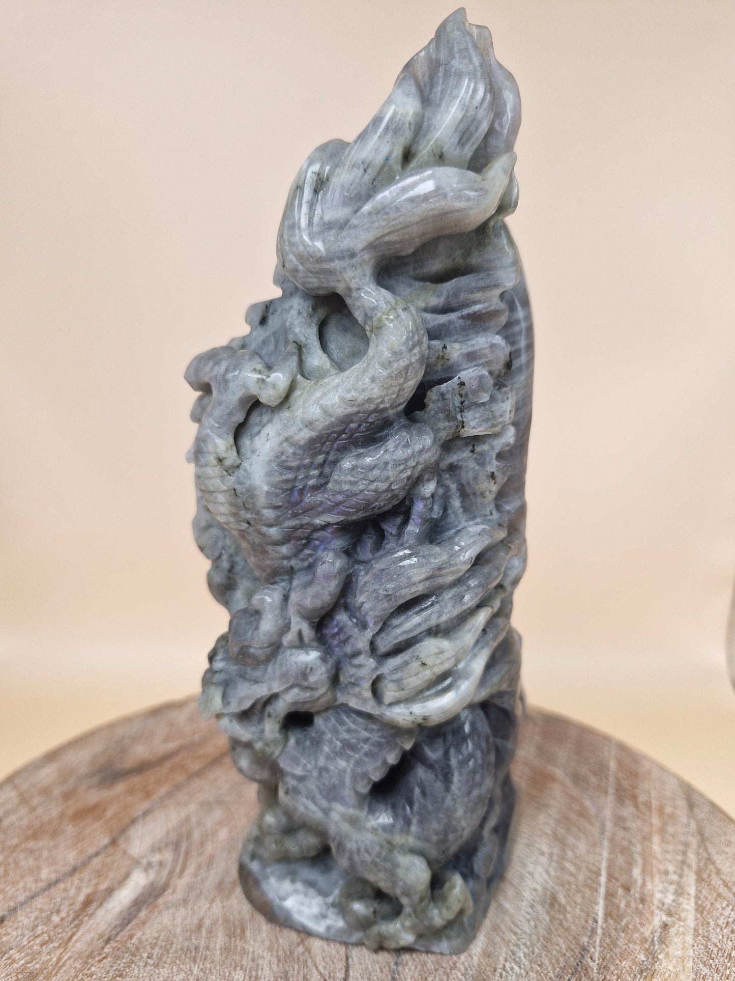 Labradorite Chinese Water Dragon Carving