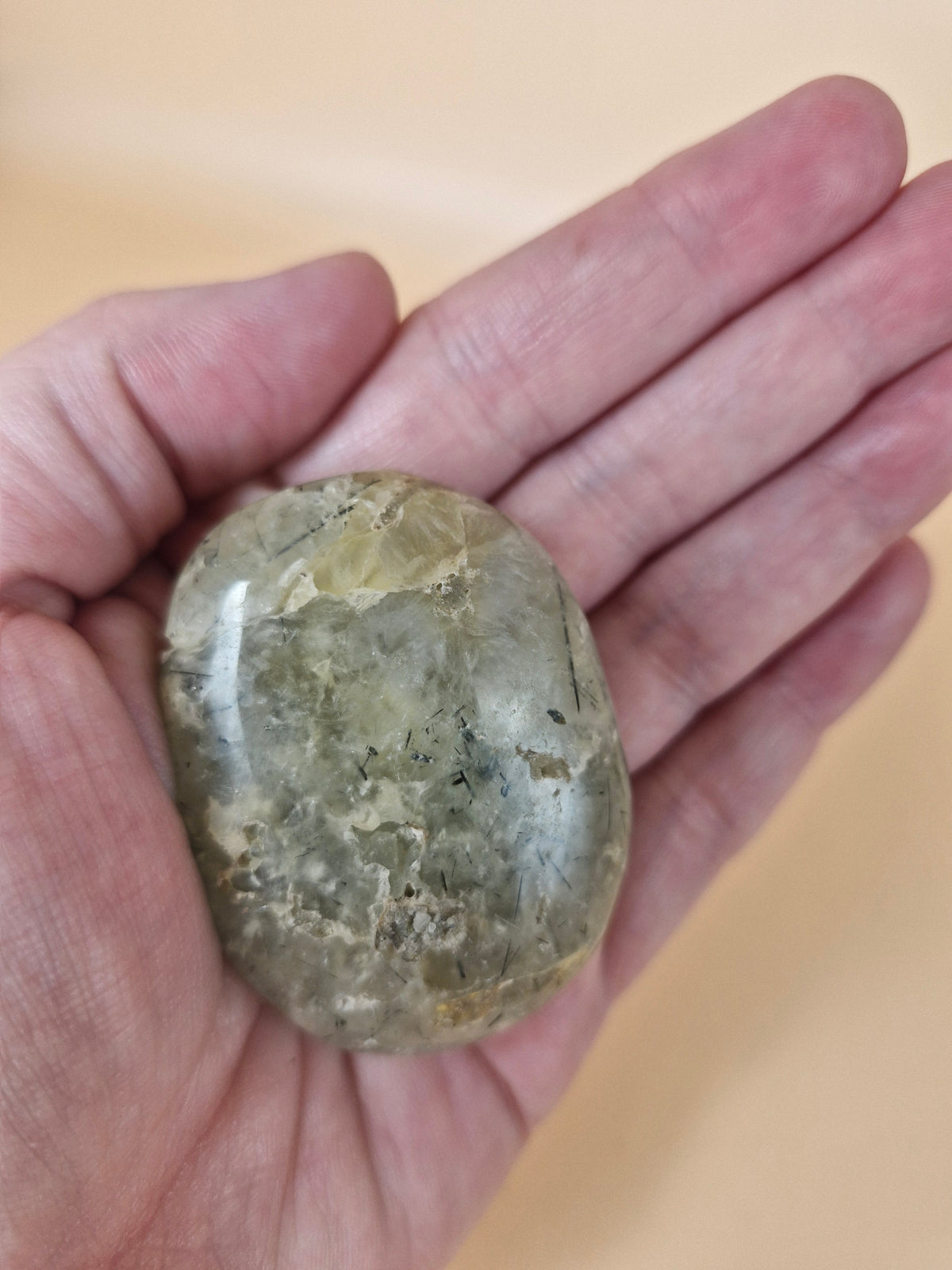 Epidote in Prehnite Palm Stone (code CC)