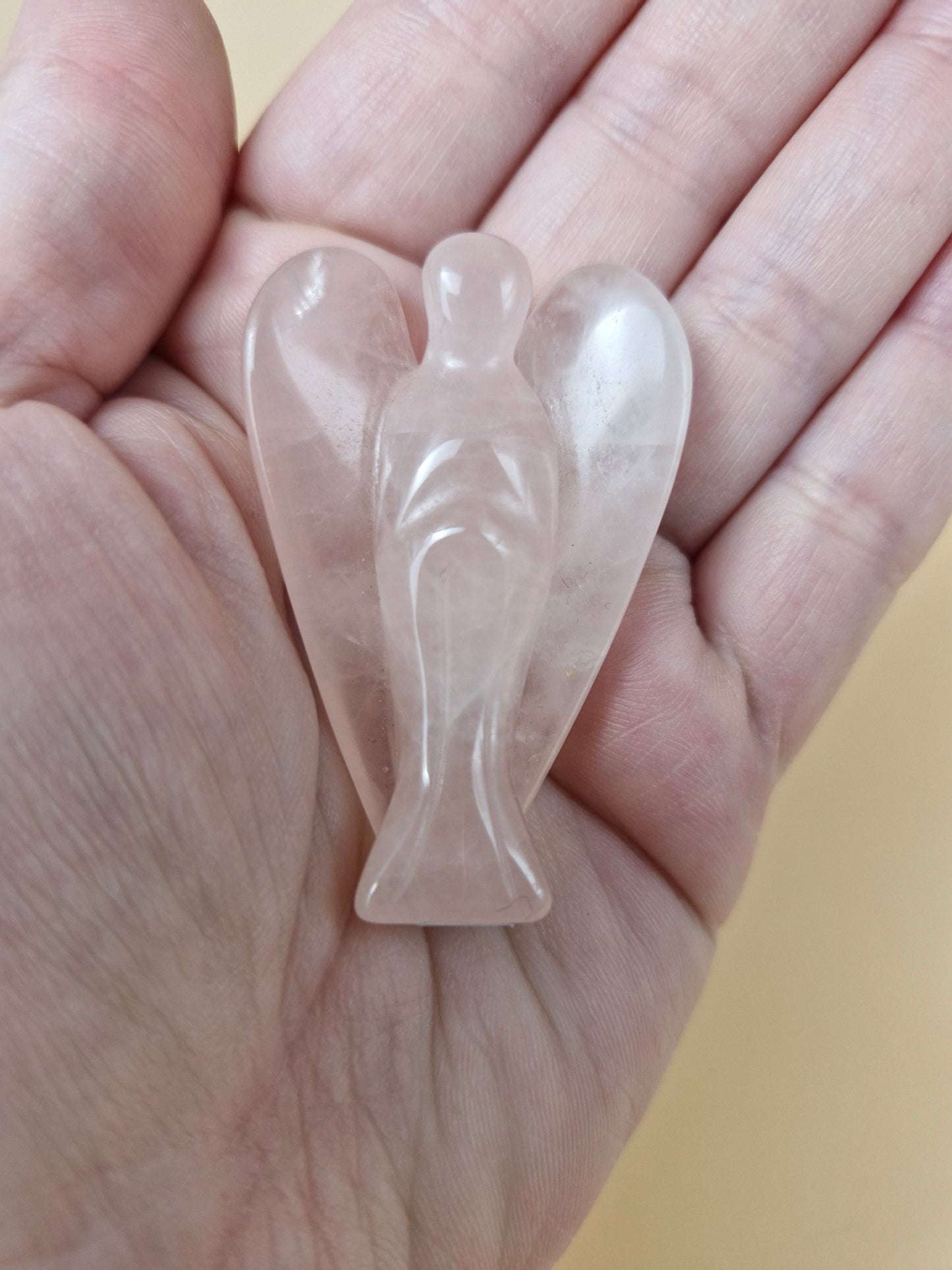 Rose Quartz Angel Carving - small