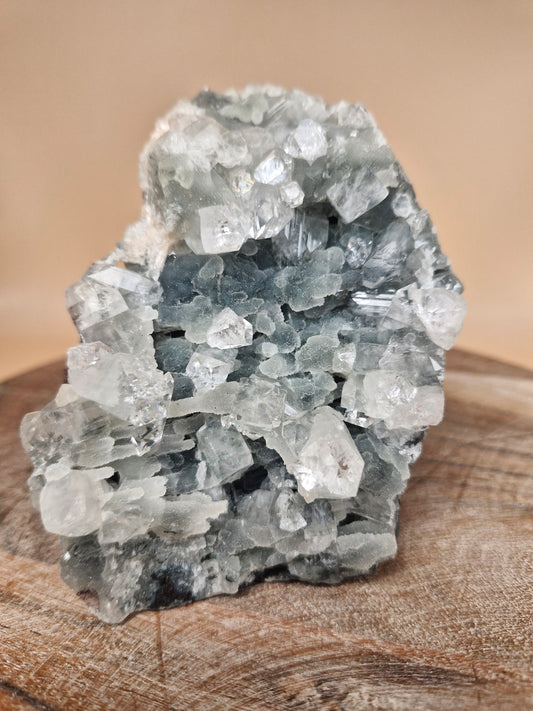 Apophyllite Cluster with Green Chalcedony