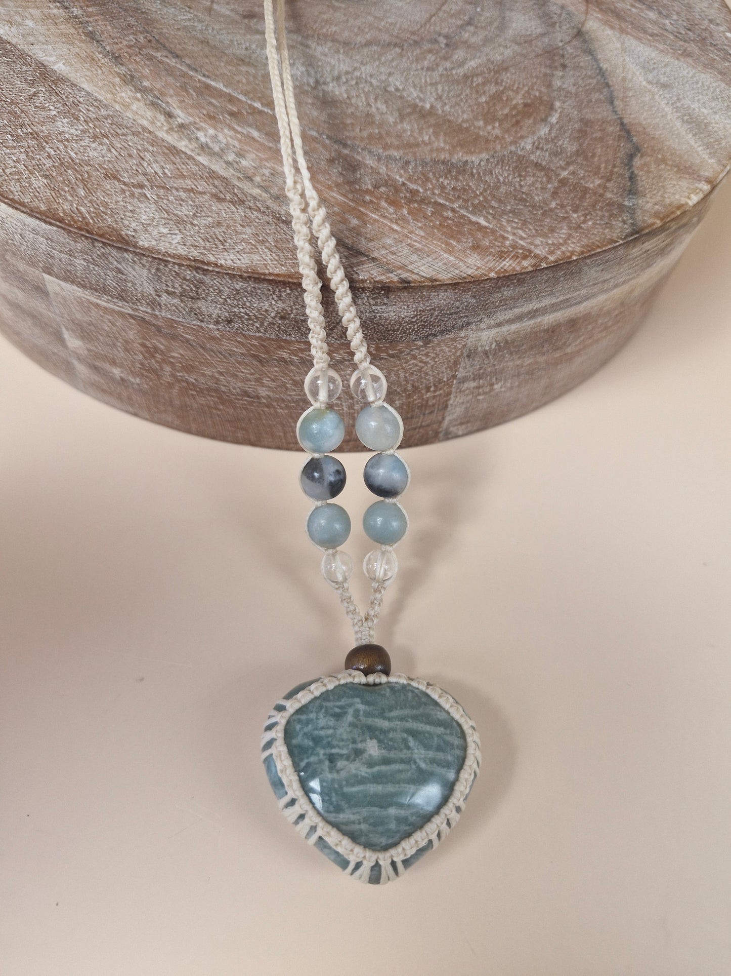 Macramé Amazonite Heart Necklace