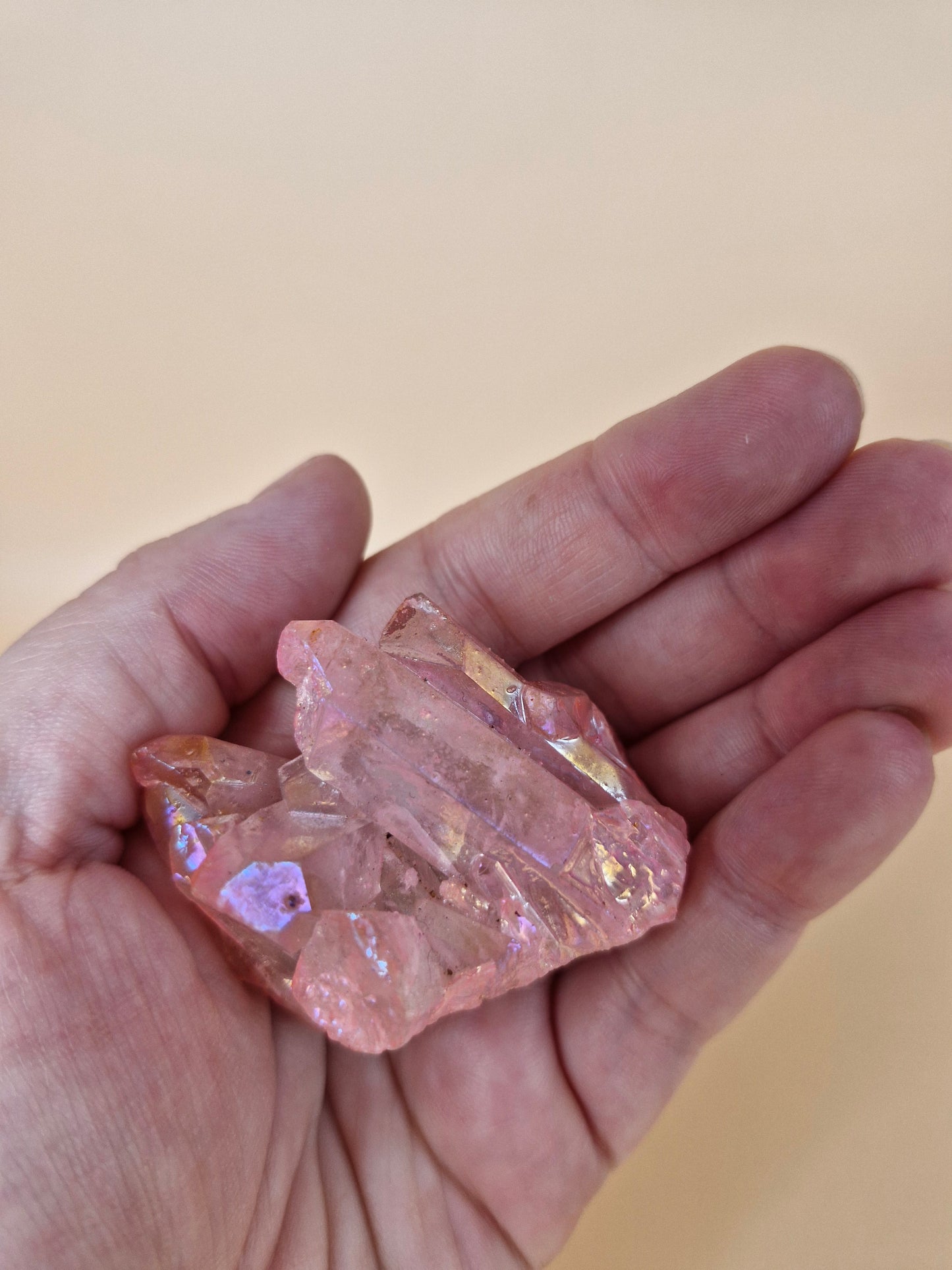 Pink Aura Quartz Cluster