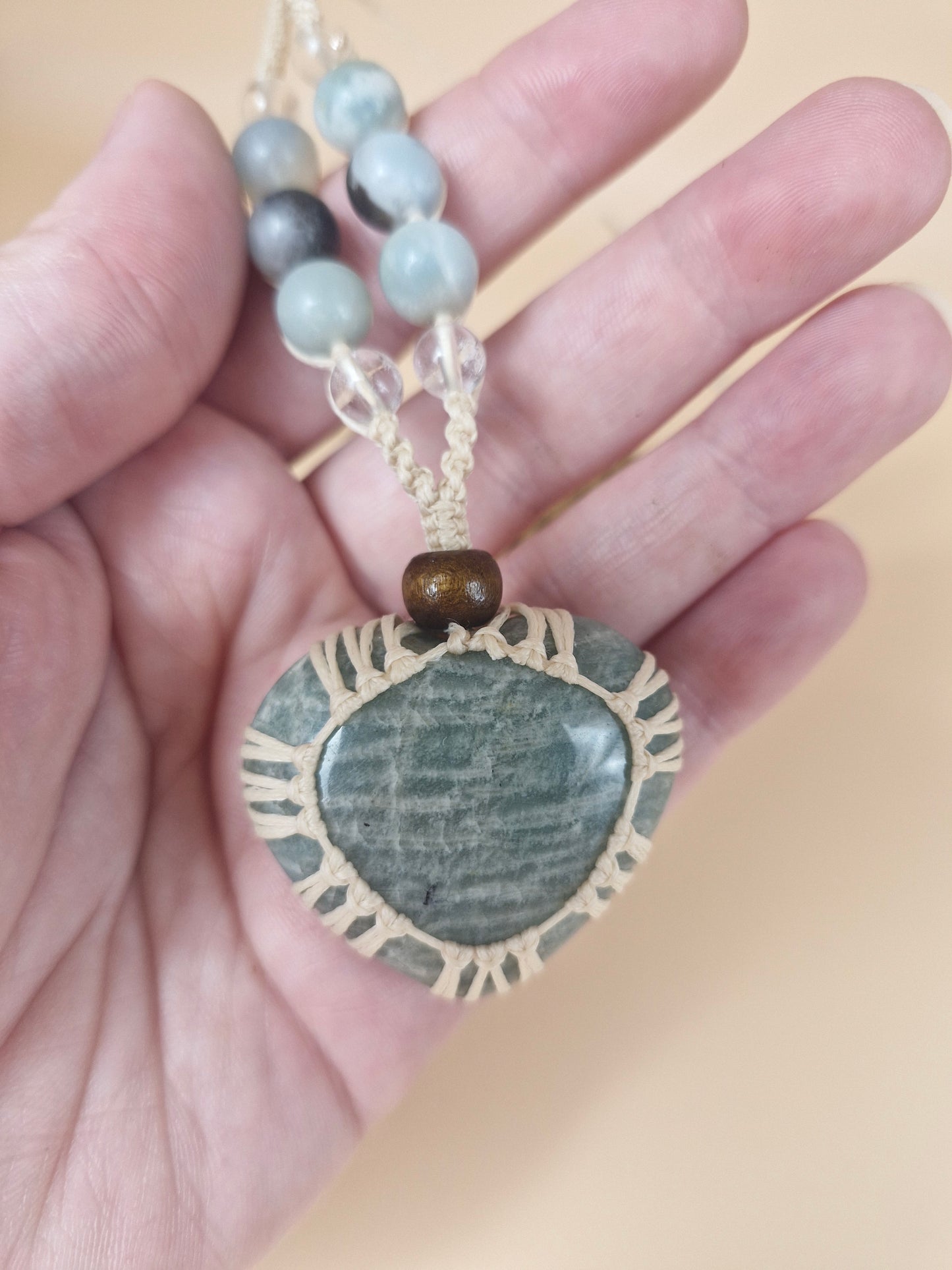 Macramé Amazonite Heart Necklace