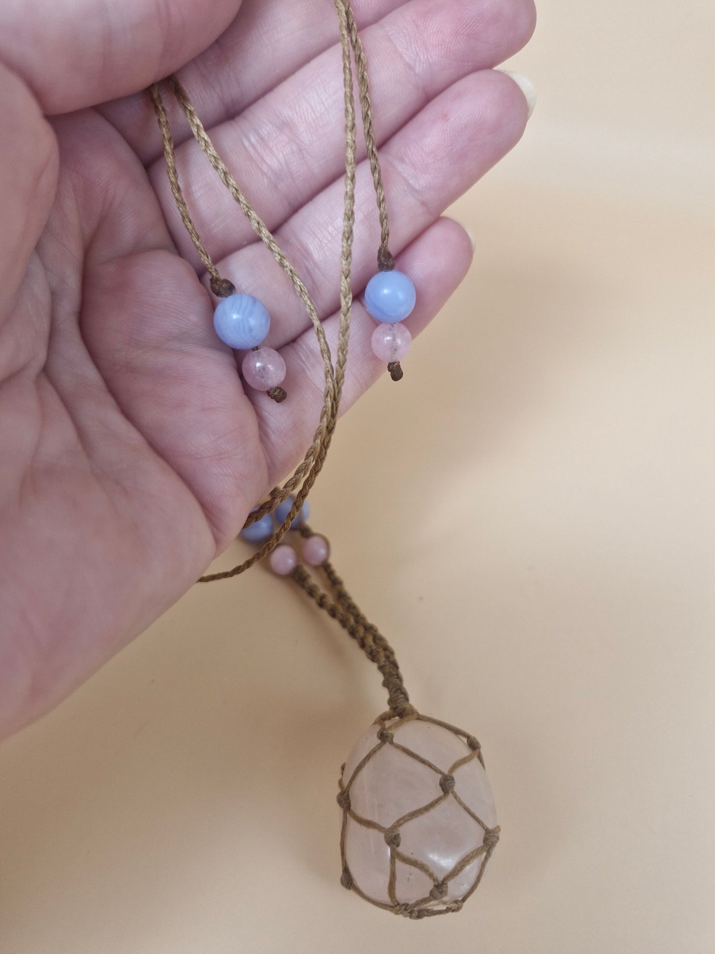 Macramé Rose Angel Aura Necklace