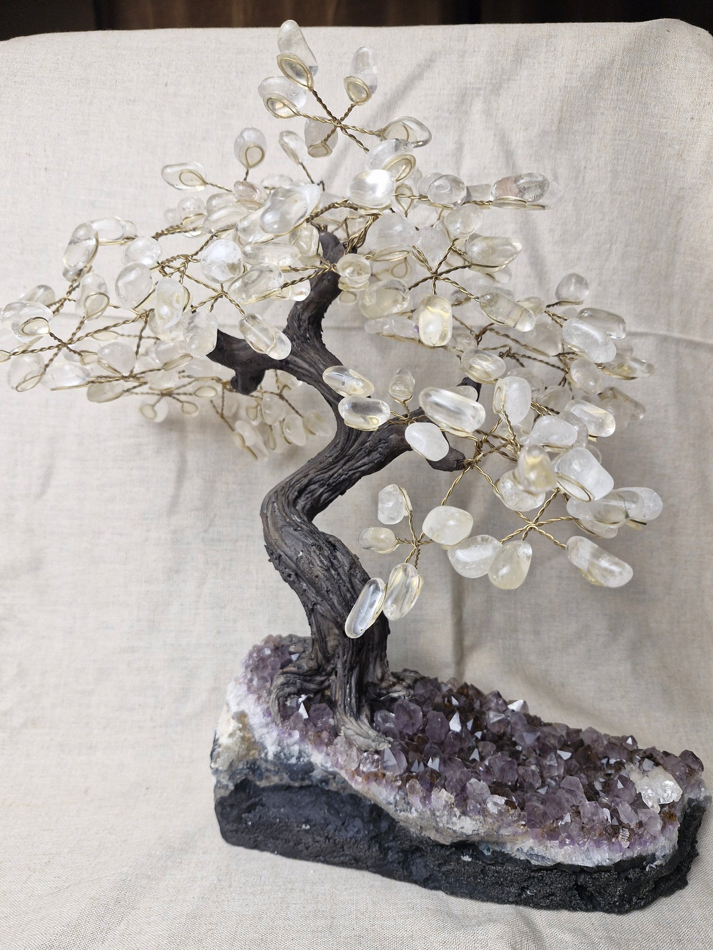 Quartz Tree with Amethyst Base