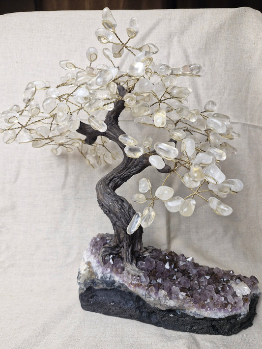 Quartz Tree with Amethyst Base