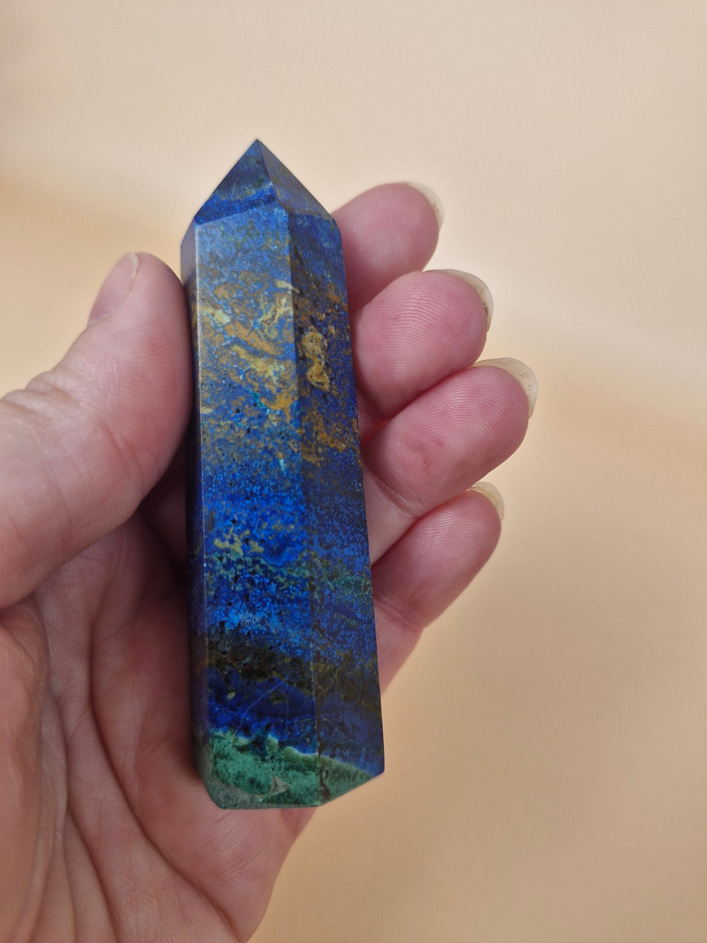 Azurite with Malachite Point