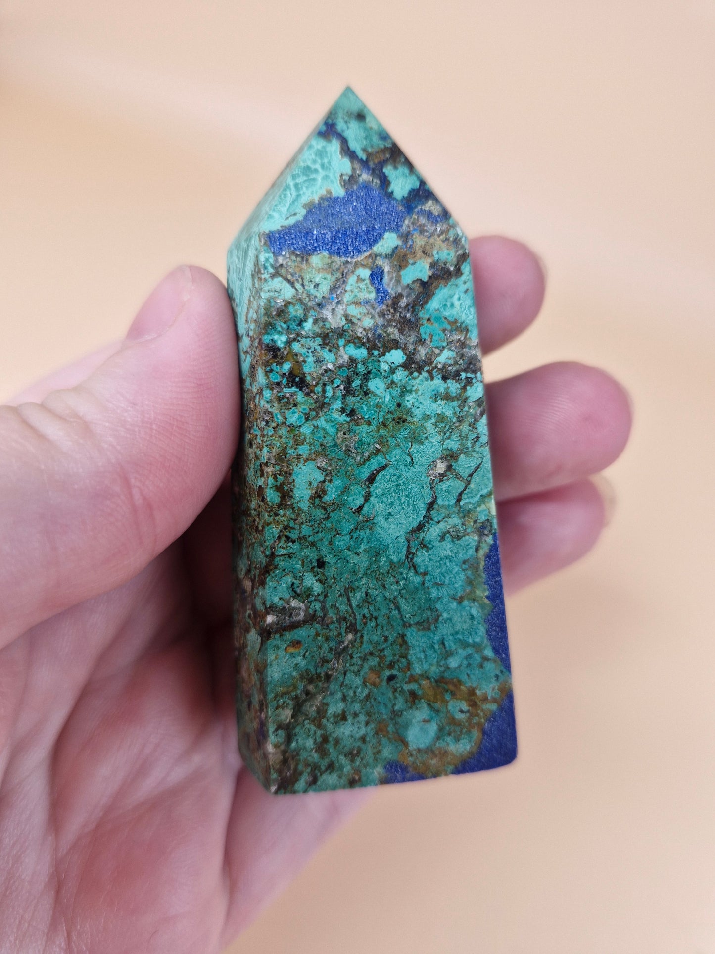 Azurite with Malachite Tower (code B1)
