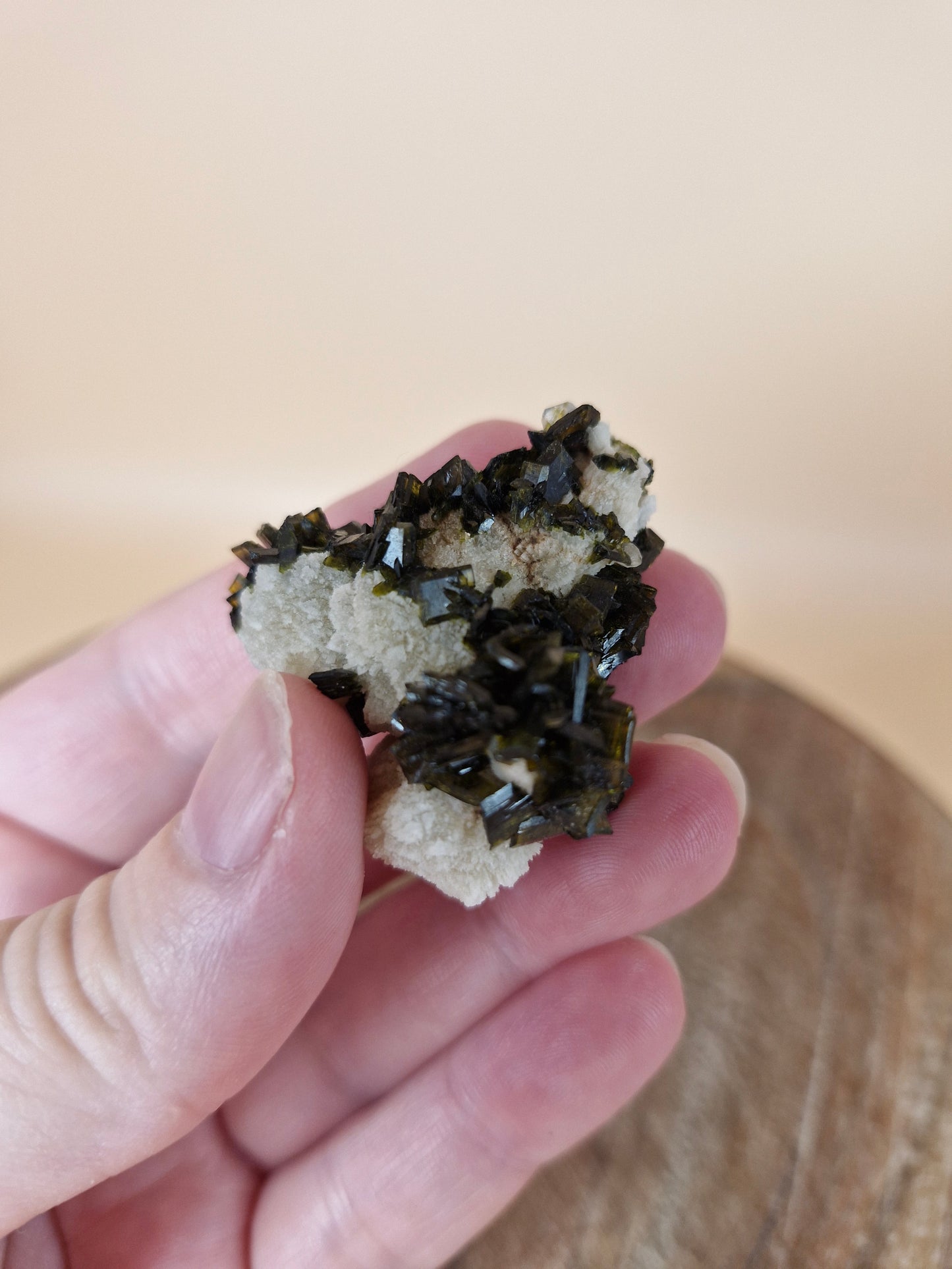 Mini Epidote on Quartz Matrix (code E12)