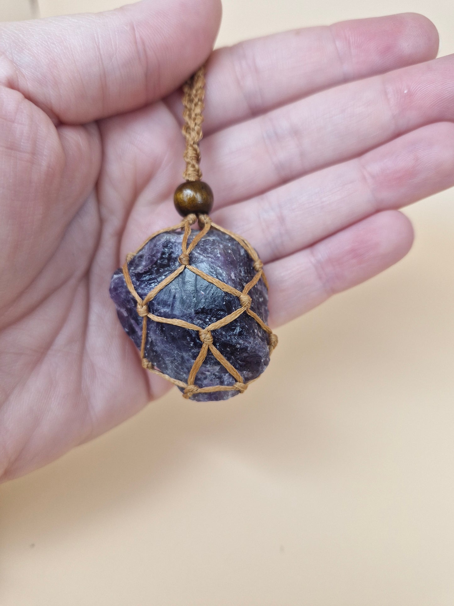 Macramé Raw Amethyst Necklace