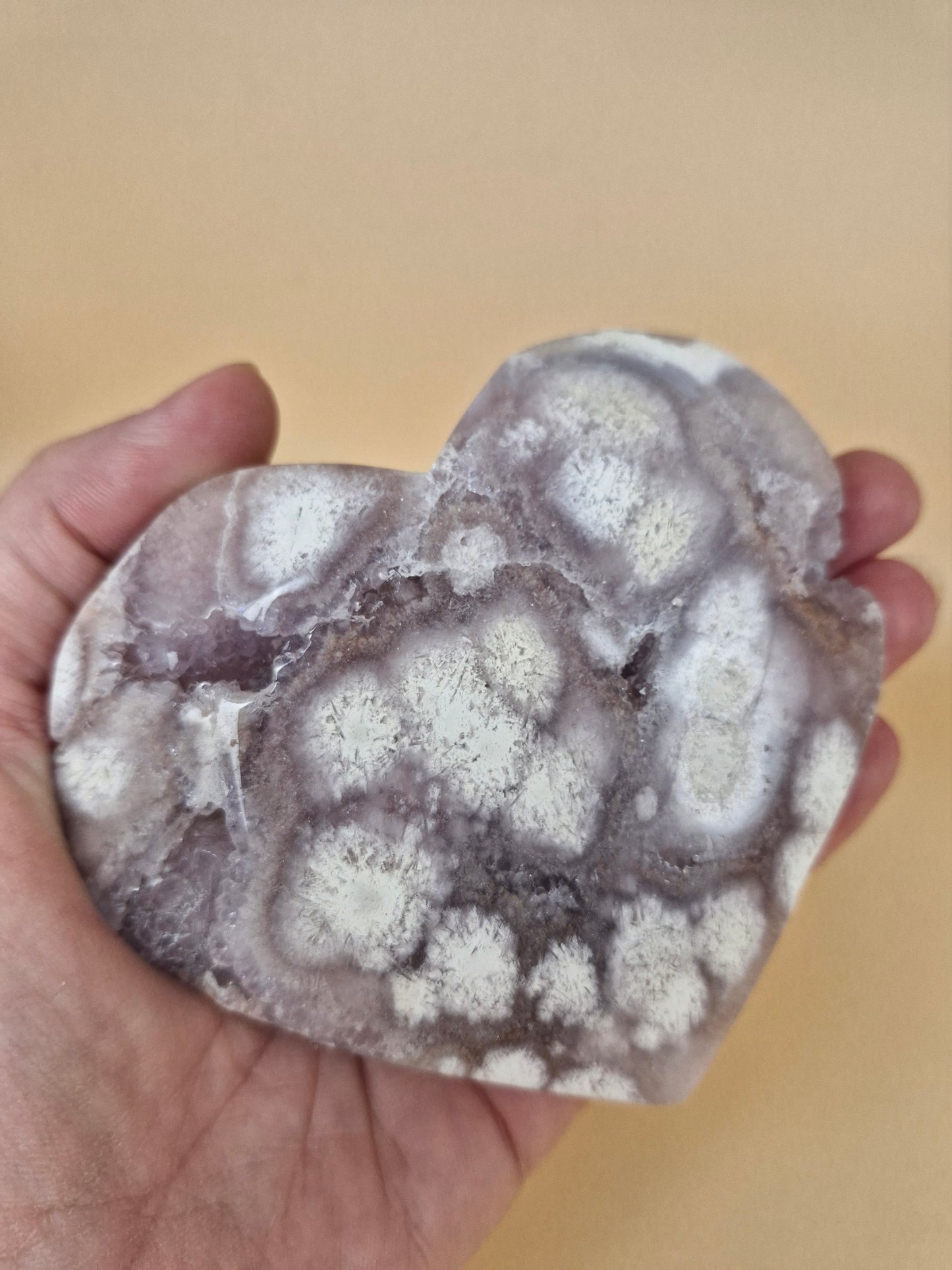 Pink Amethyst Flower Agate Heart (code PF4)