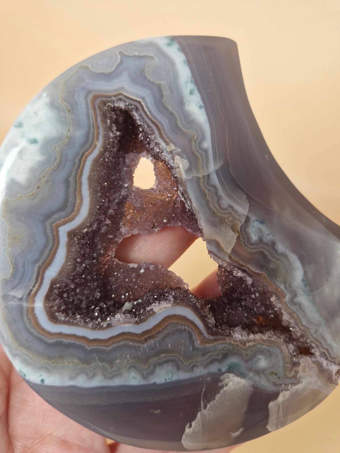 Druzy Agate Moon with Stand