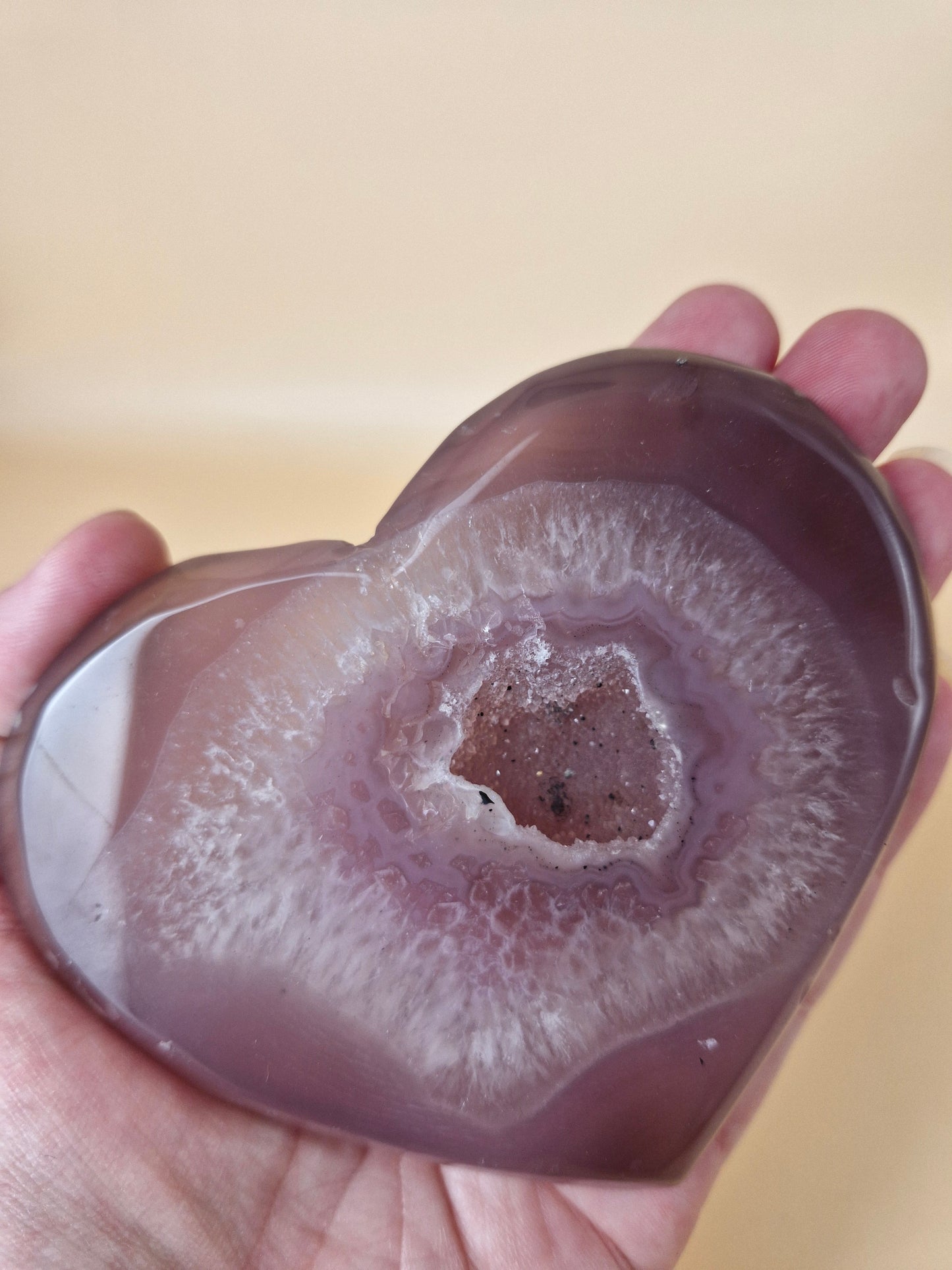 Pink Agate Druzy Heart (code H2)