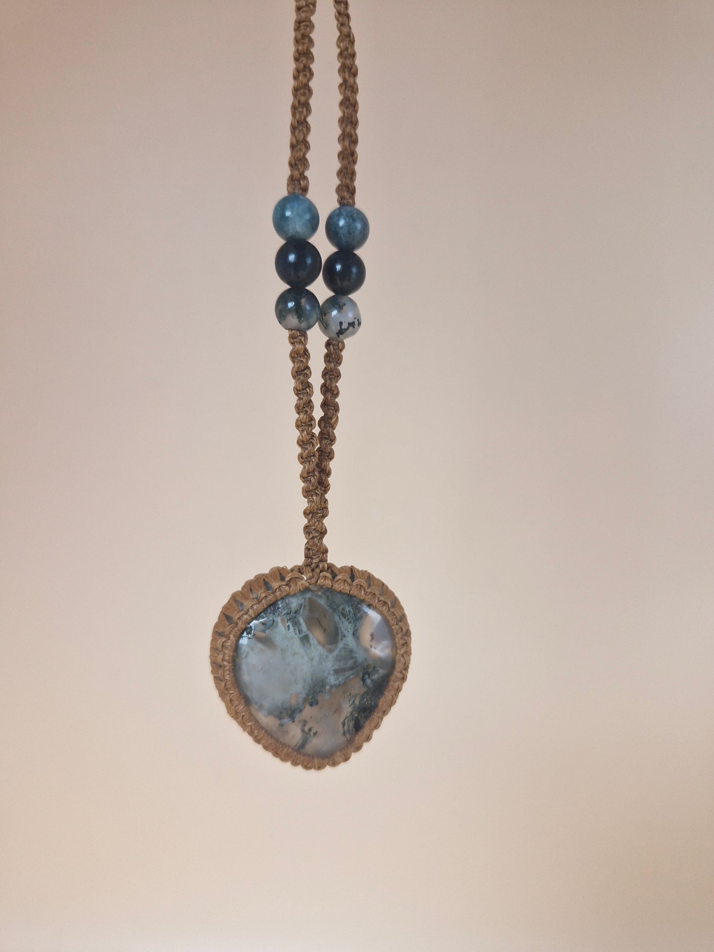 Macramé Moss Agate Heart Necklace