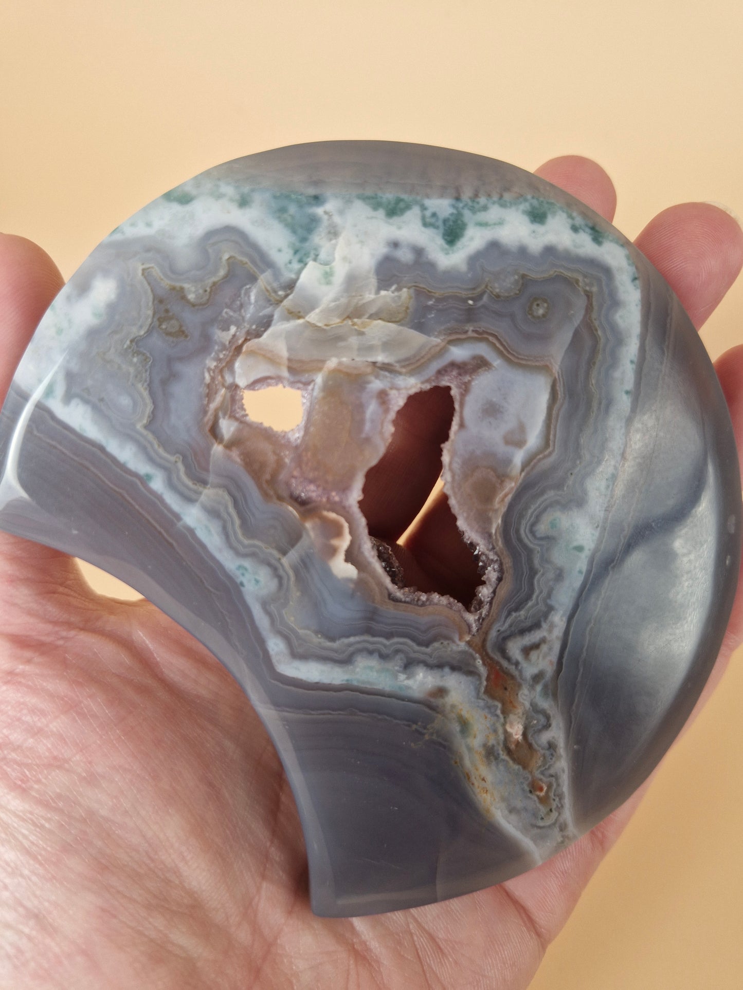 Druzy Agate Moon with Stand