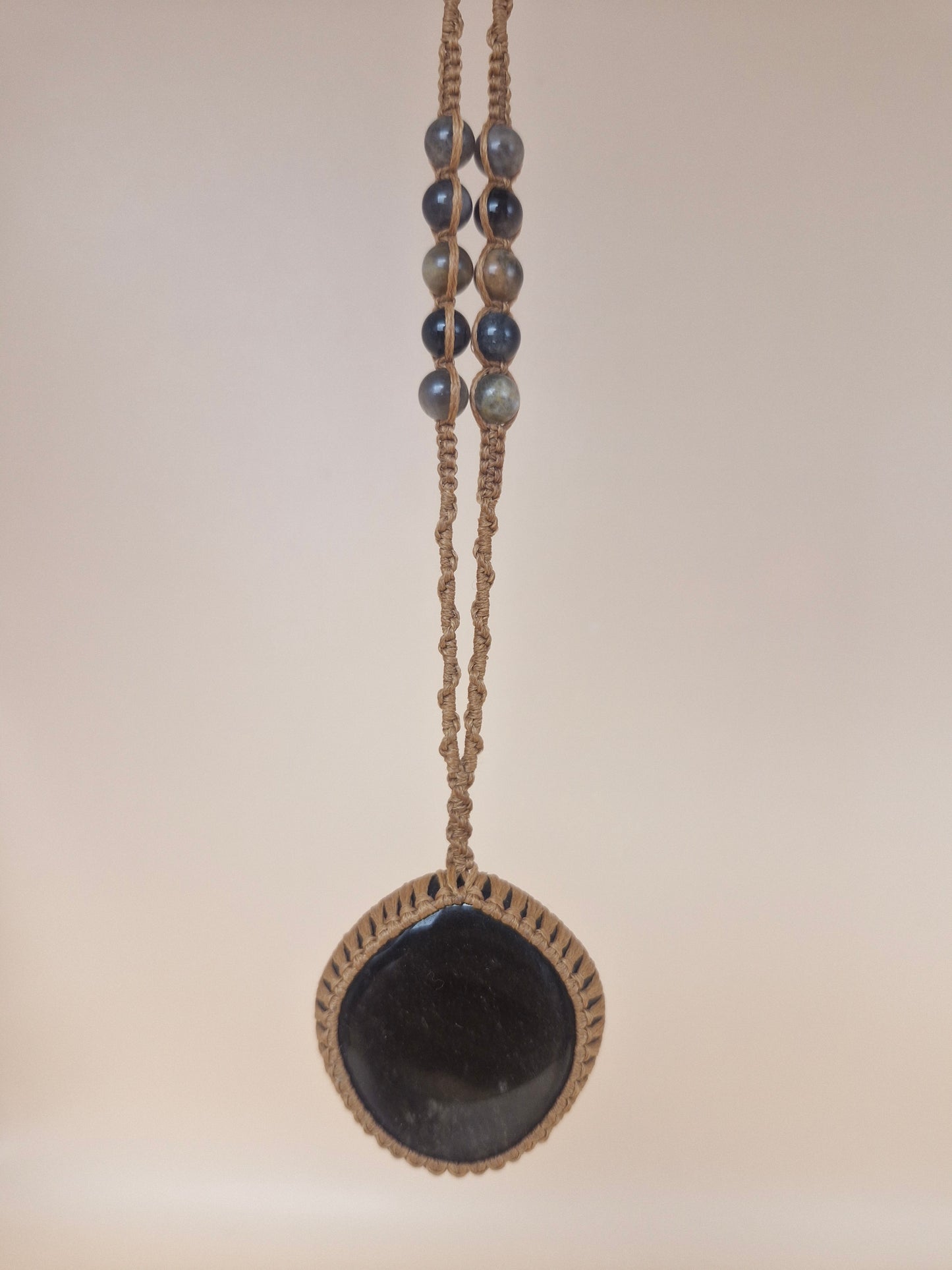 Macramé Golden Sheen Obsidian Necklace