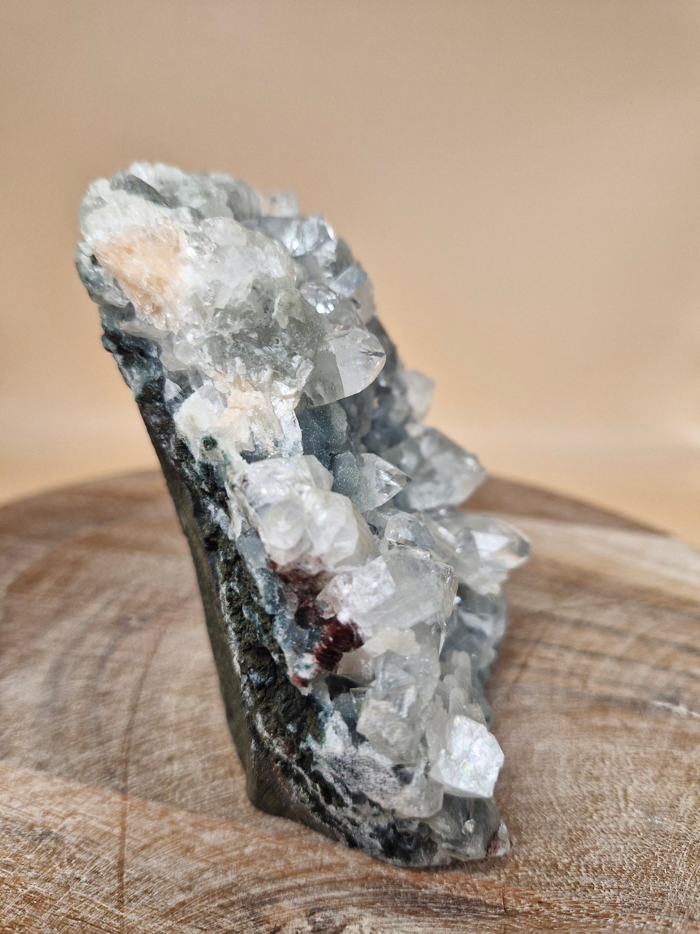 Apophyllite Cluster with Green Chalcedony