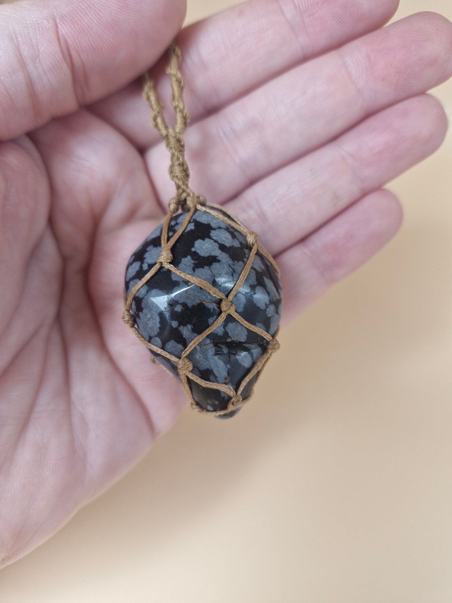 Macramé Snowflake Obsidian Necklace