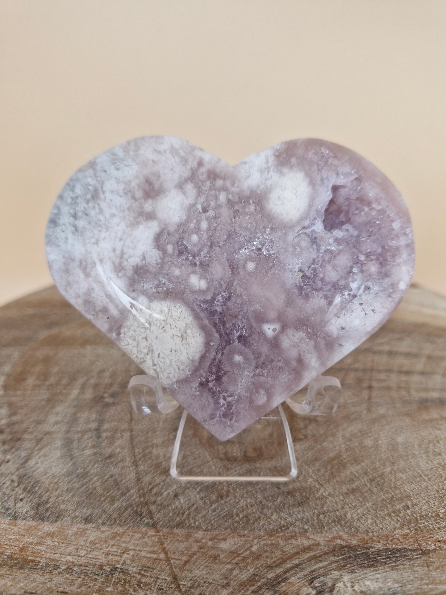 Pink Amethyst Flower Agate Heart (code PF7)