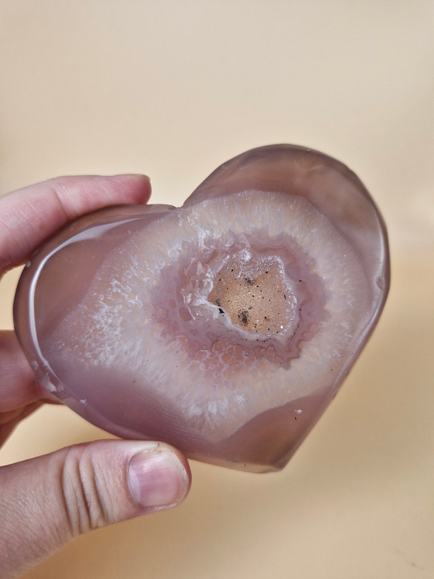 Pink Agate Druzy Heart (code H2)