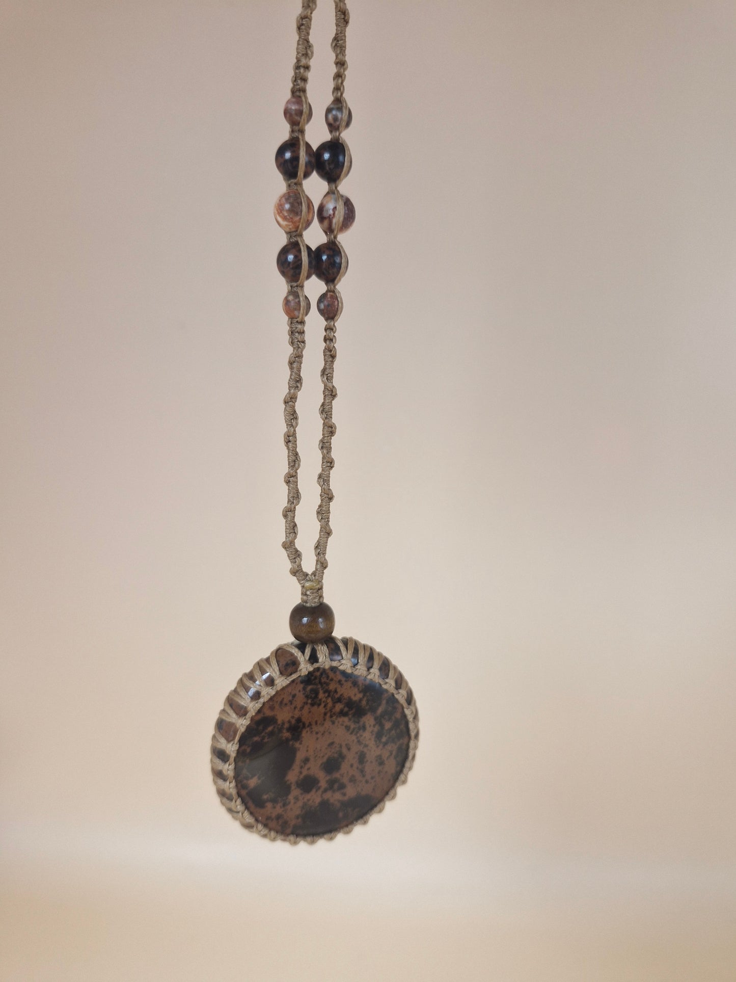 Macramé Mahogany Obsidian Necklace