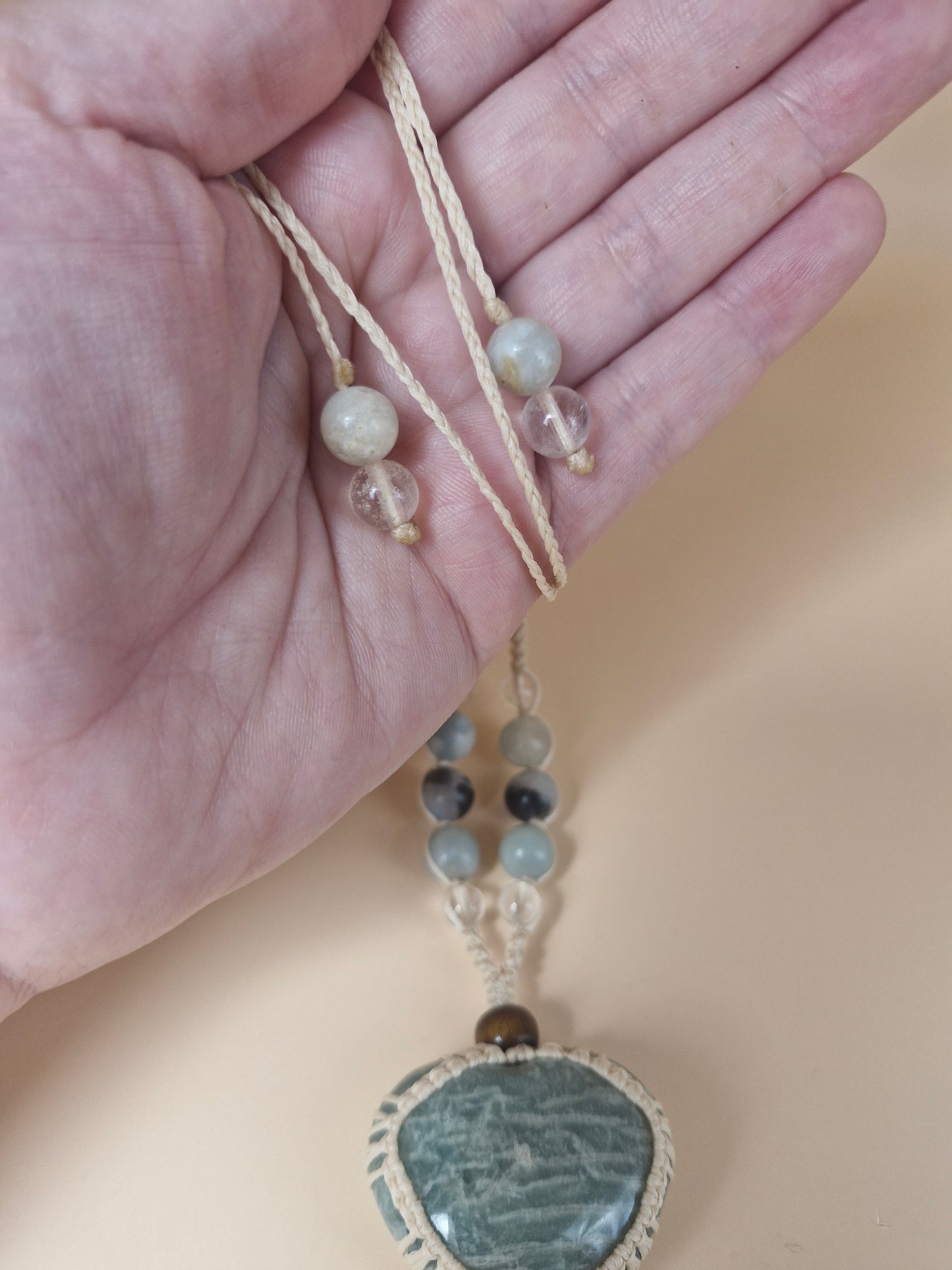 Macramé Amazonite Heart Necklace