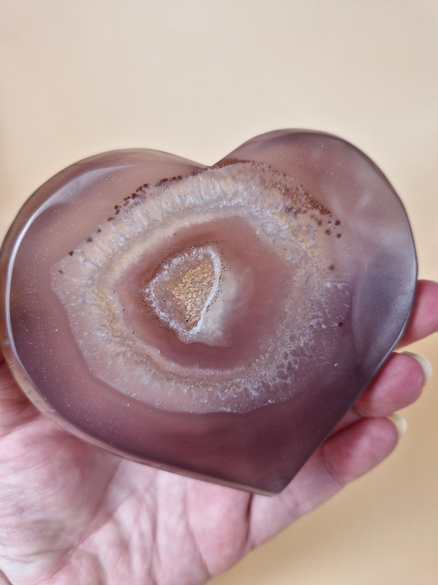 Pink Agate Druzy Heart (code H1)